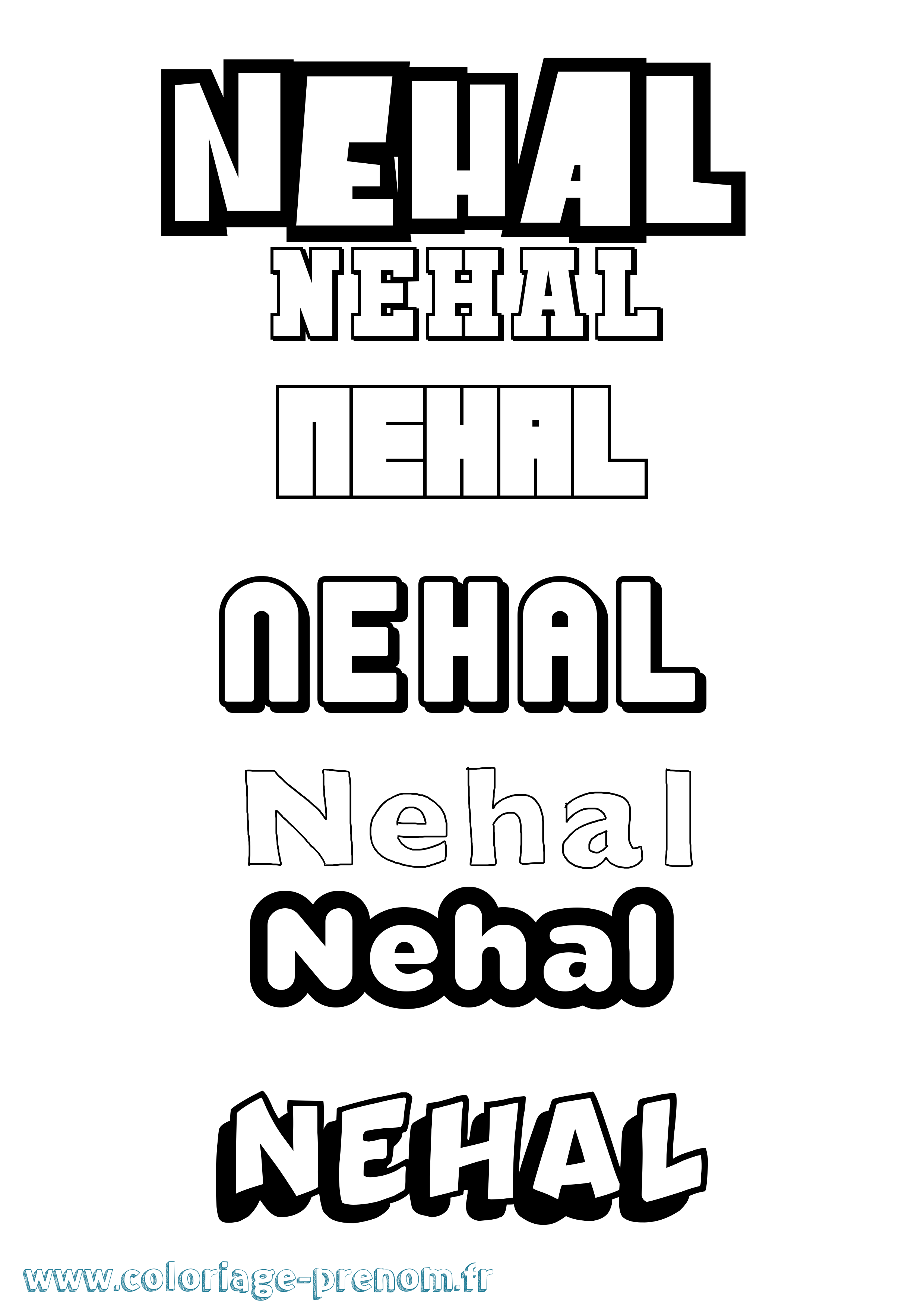 Coloriage Nehal Simple Coloriage prénom Nehal Simple