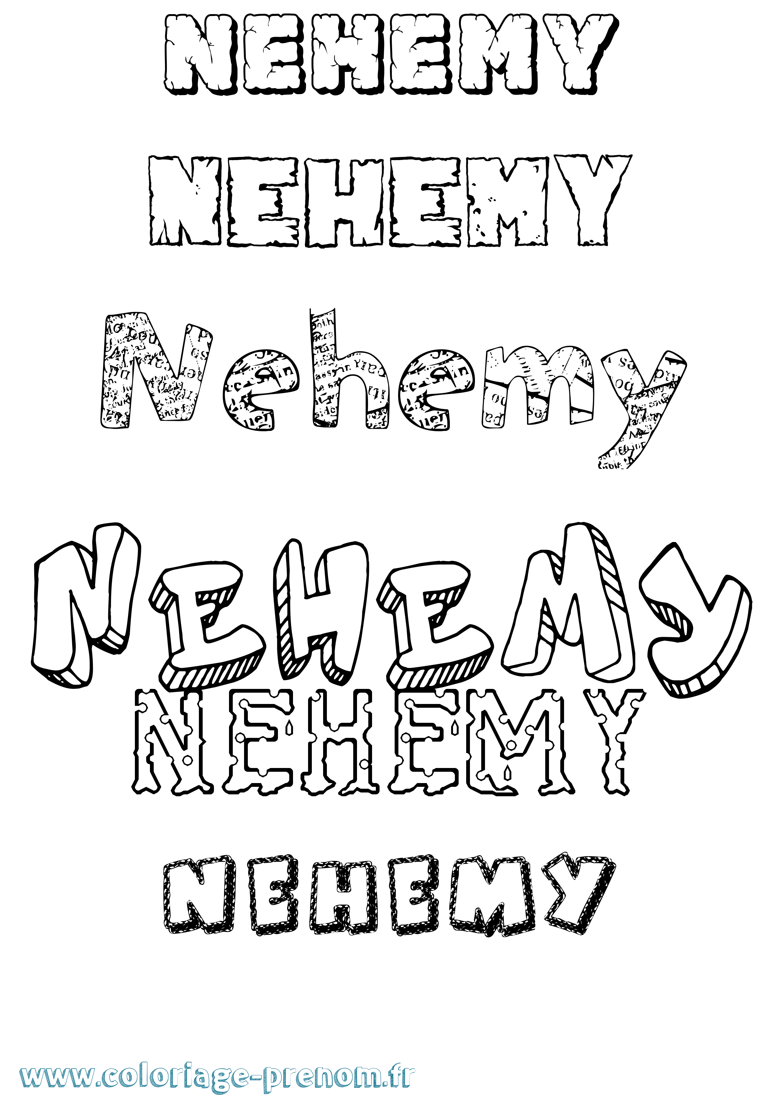 Coloriage Nehemy Destructuré Coloriage prénom Nehemy Destructuré