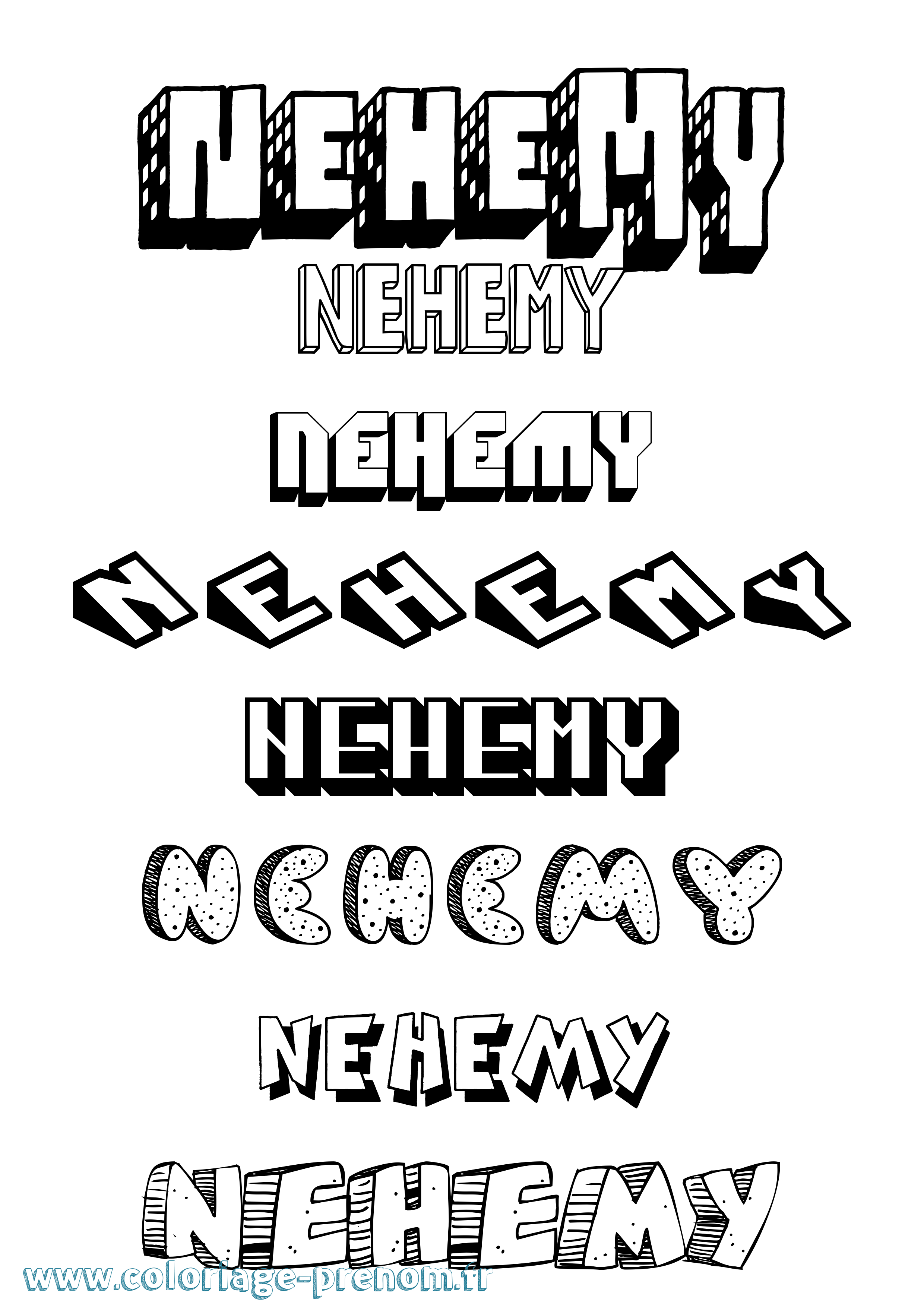 Coloriage Nehemy Effet 3D Coloriage prénom Nehemy Effet 3D