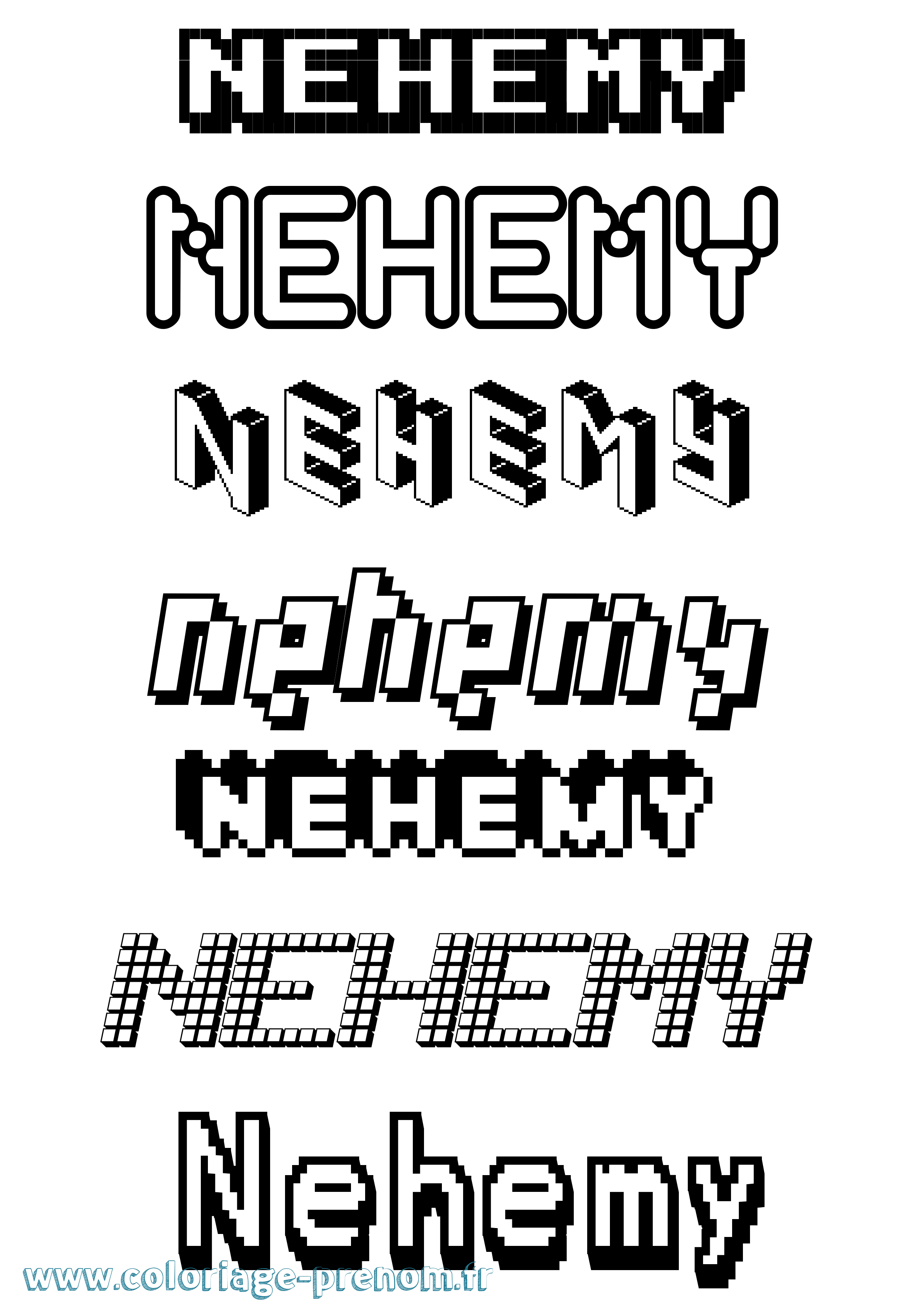Coloriage Nehemy Pixel Coloriage prénom Nehemy Pixel