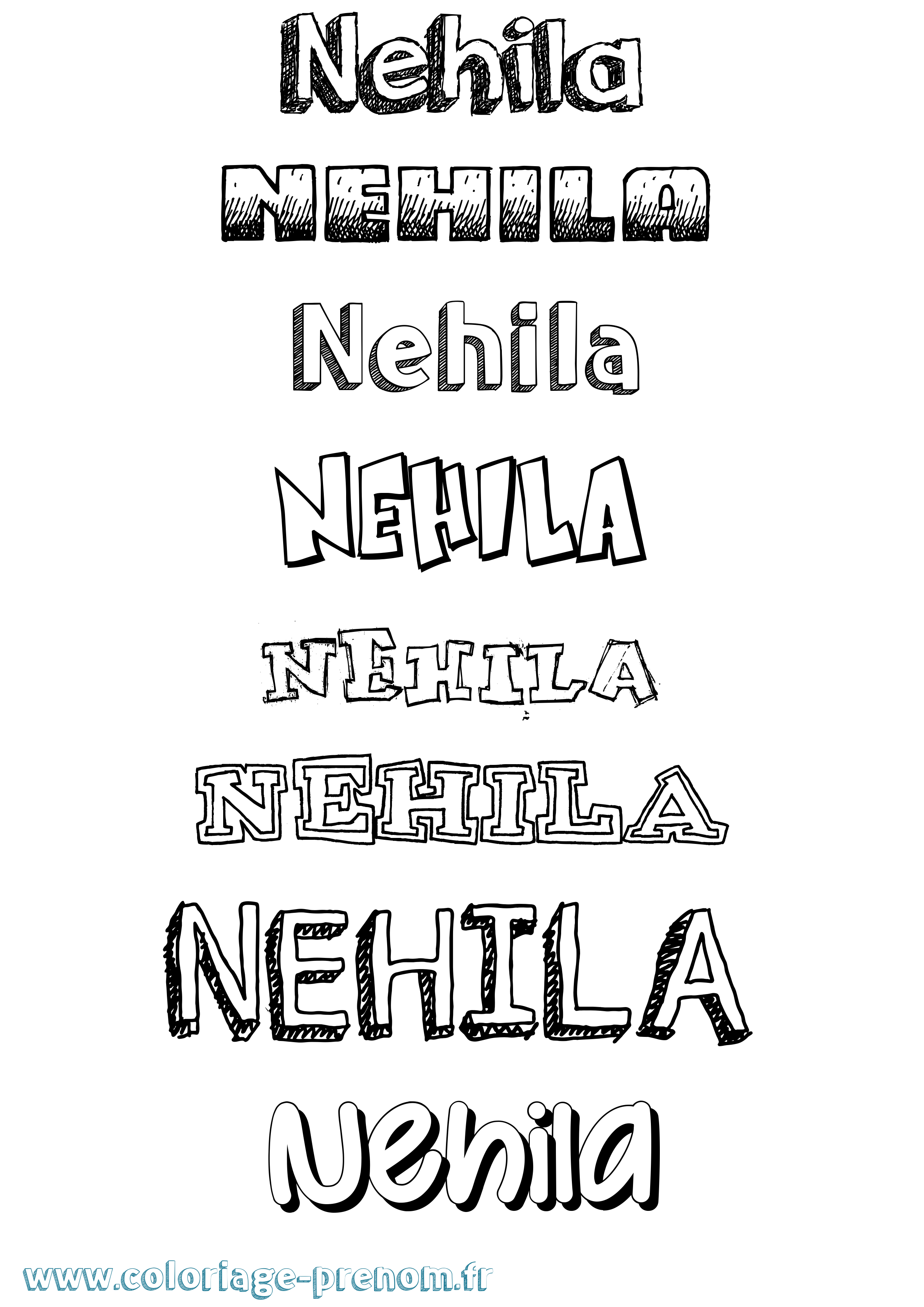 Coloriage Nehila Dessiné Coloriage prénom Nehila Dessiné
