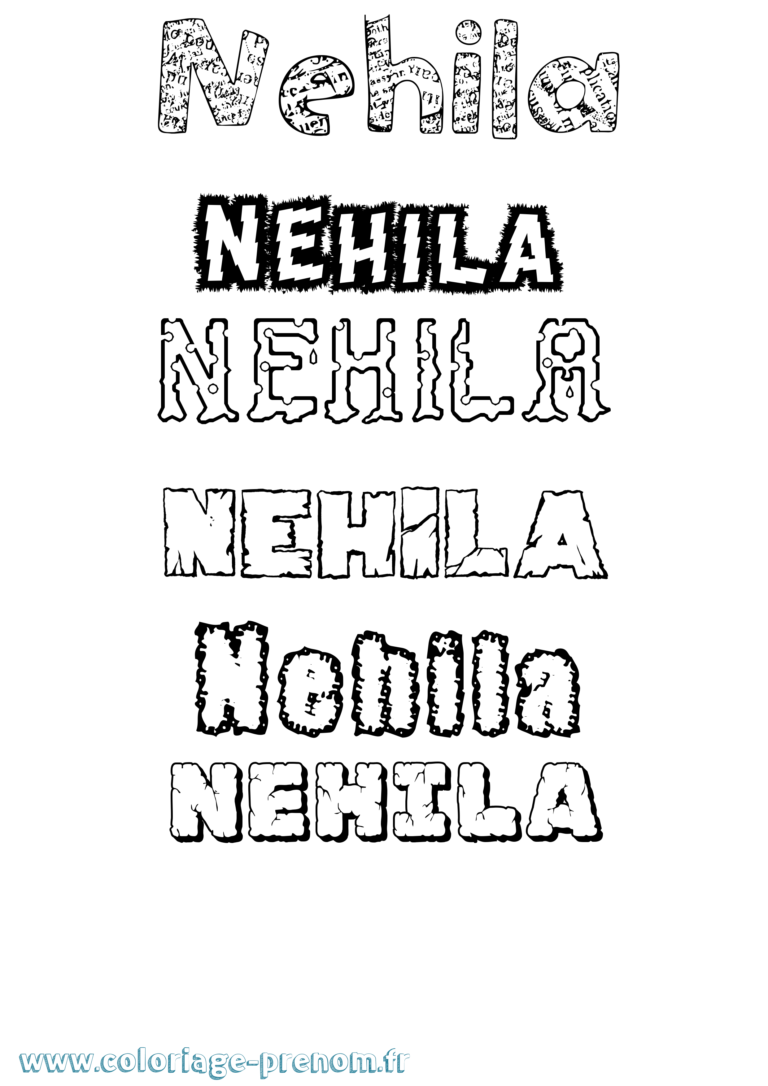 Coloriage Nehila Destructuré Coloriage prénom Nehila Destructuré