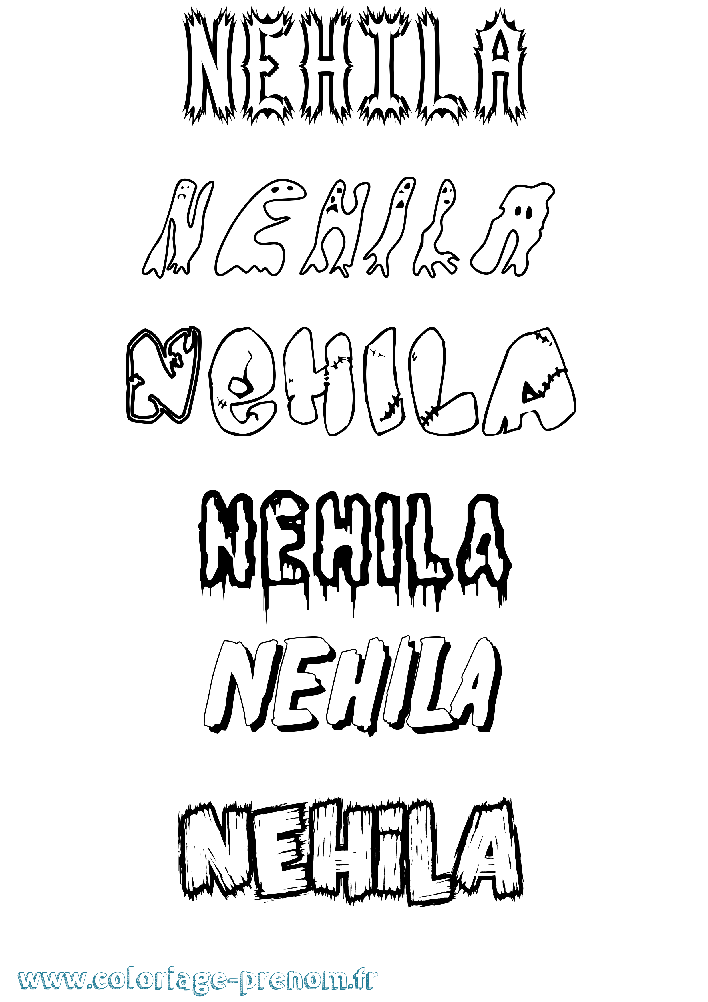 Coloriage Nehila Frisson Coloriage prénom Nehila Frisson
