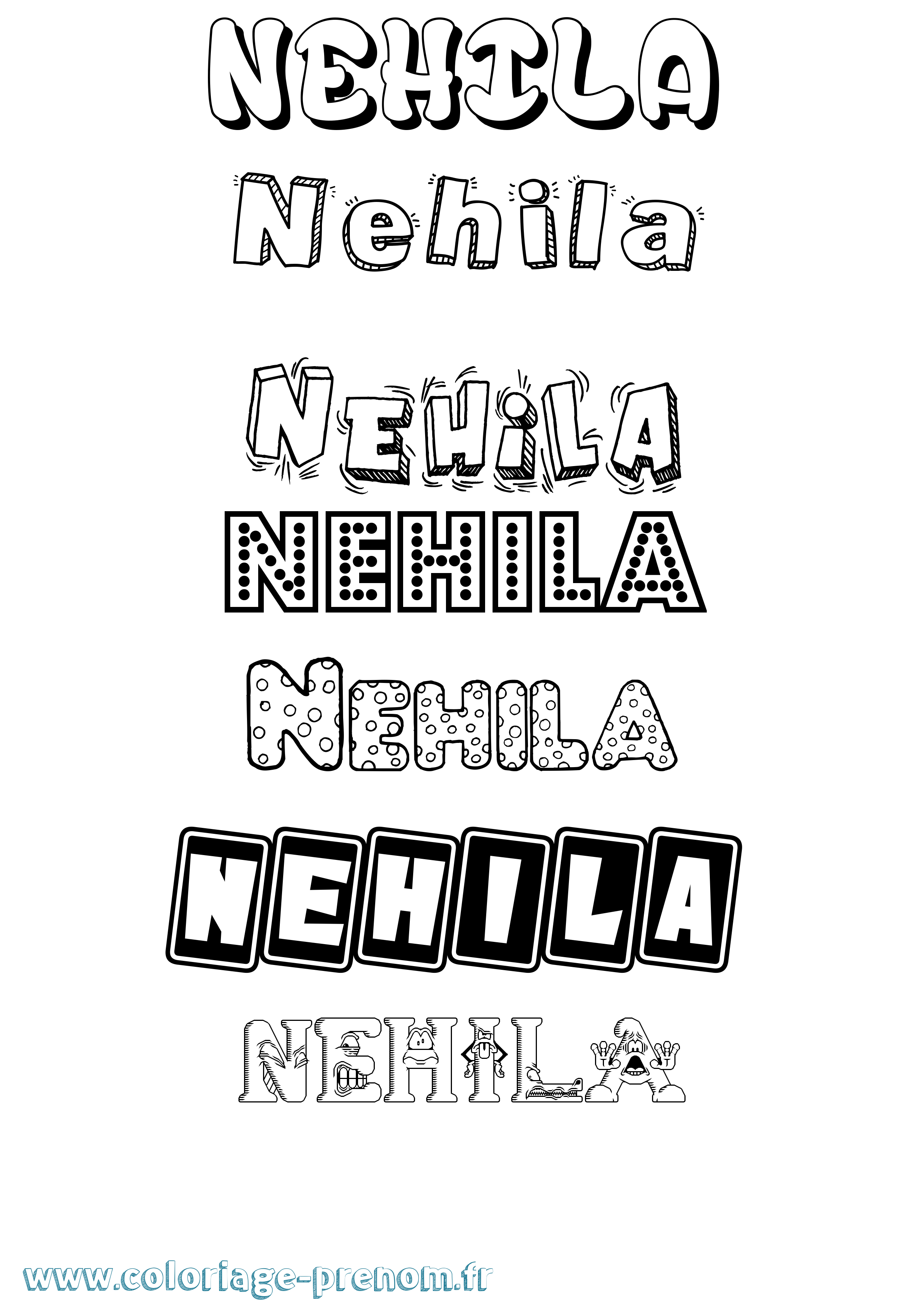 Coloriage Nehila Fun Coloriage prénom Nehila Fun
