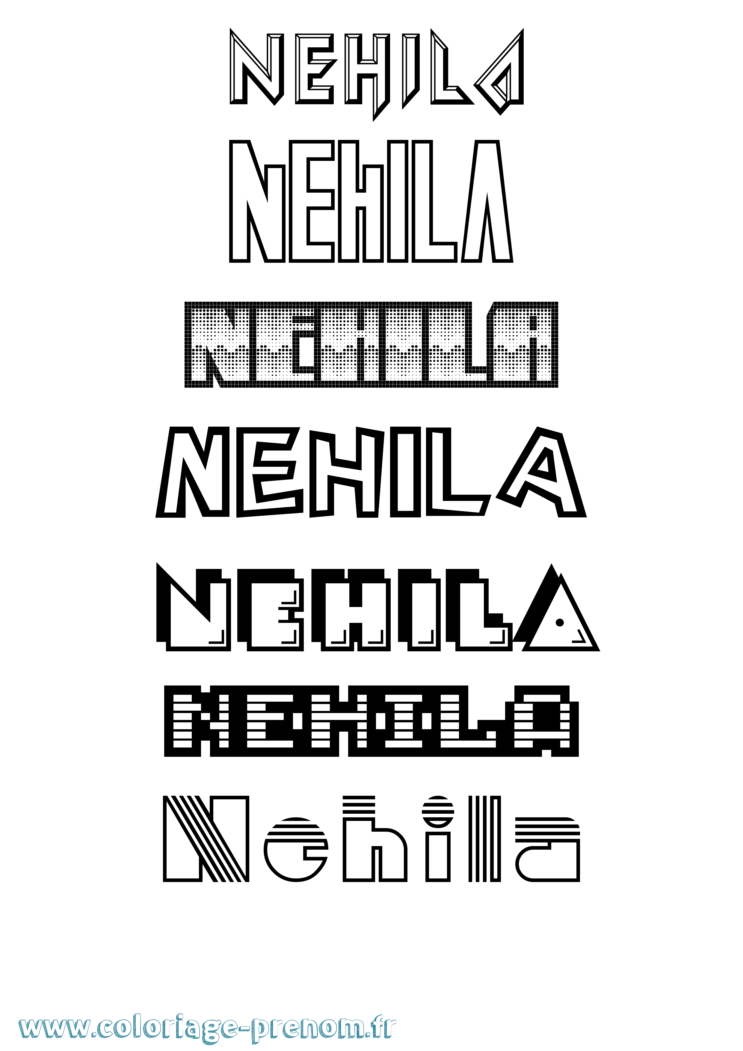 Coloriage Nehila Jeux Vidéos Coloriage prénom Nehila Jeux Vidéos