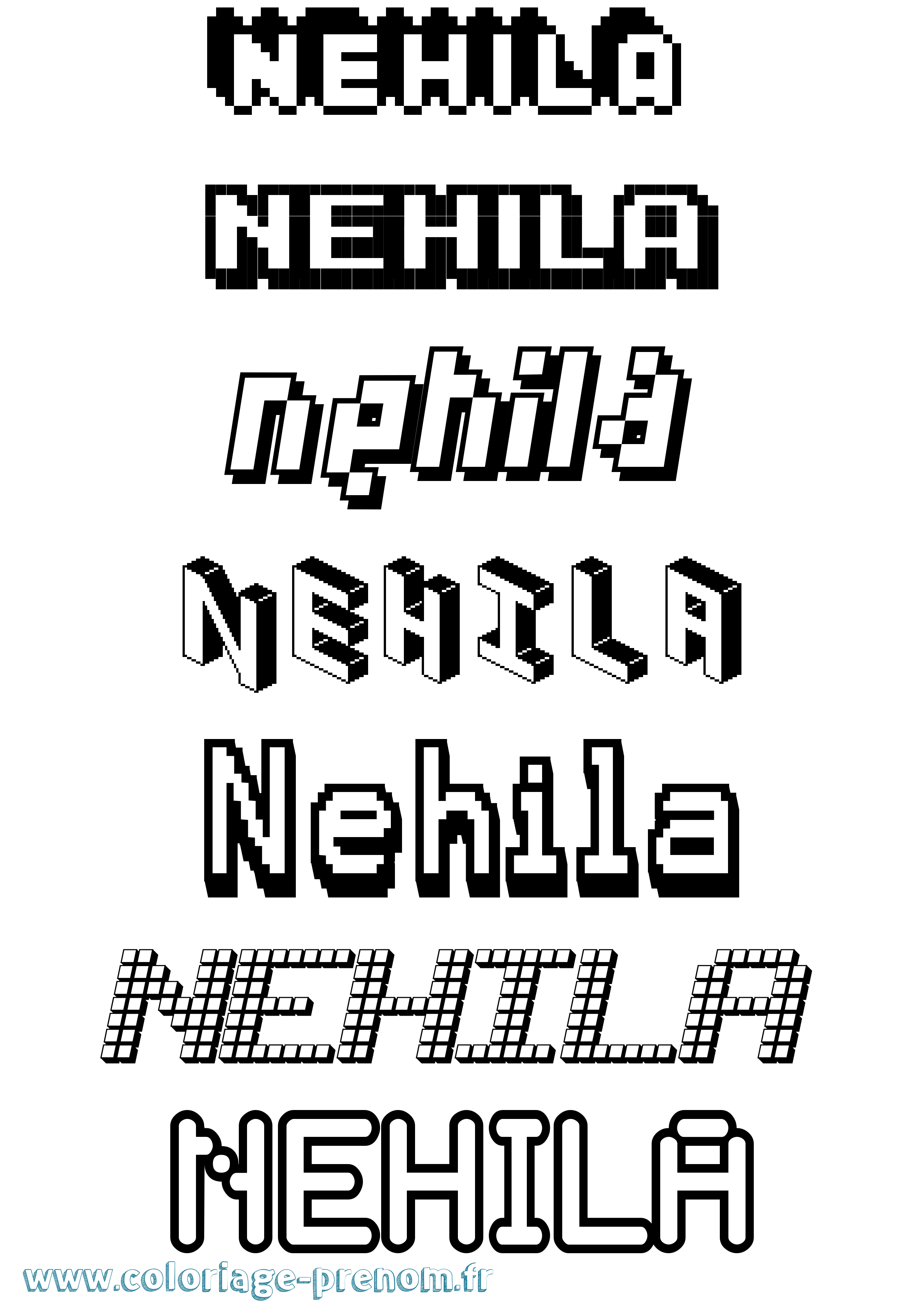 Coloriage Nehila Pixel Coloriage prénom Nehila Pixel