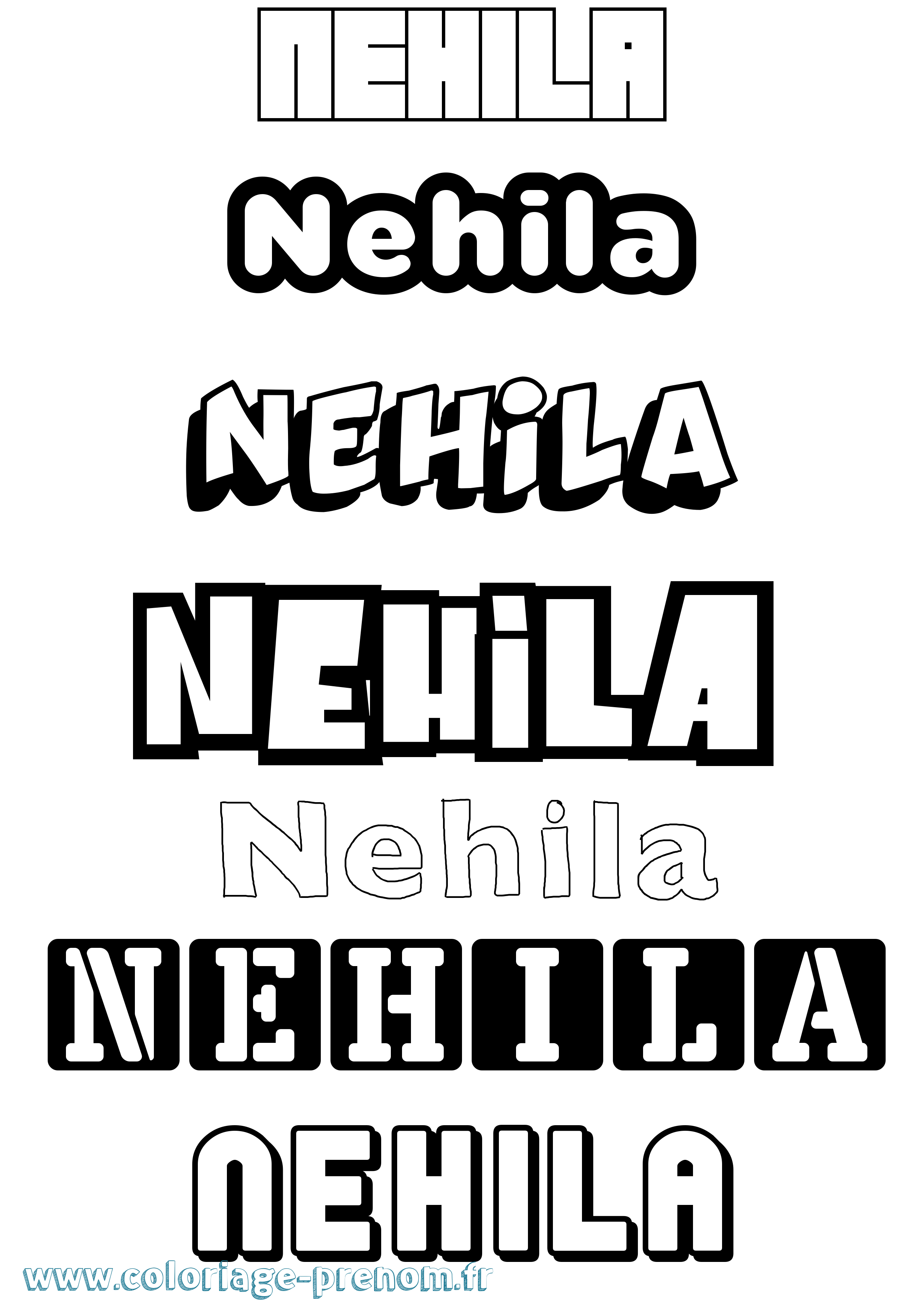 Coloriage Nehila Simple Coloriage prénom Nehila Simple