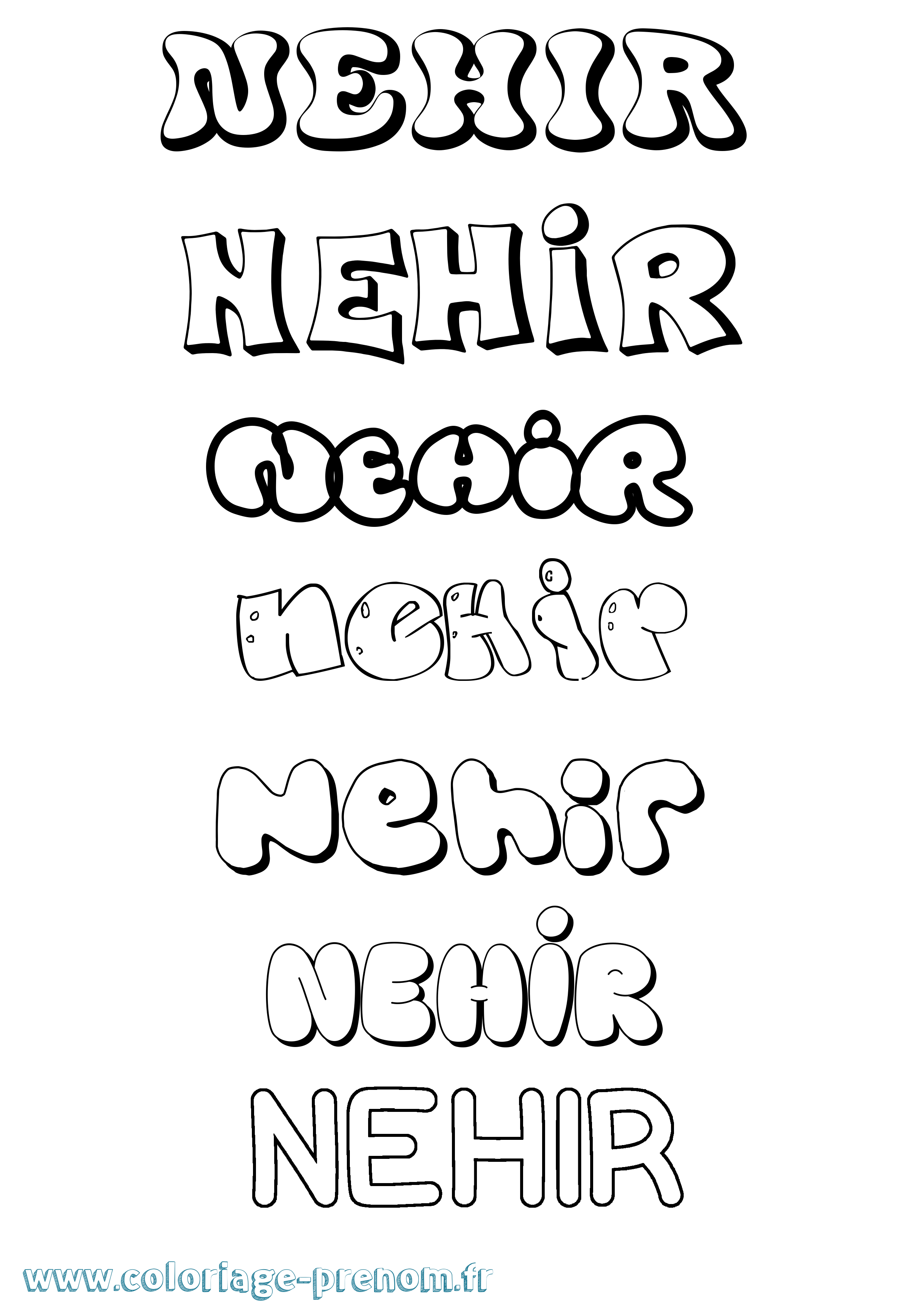 Coloriage Nehir Bubble Coloriage prénom Nehir Bubble