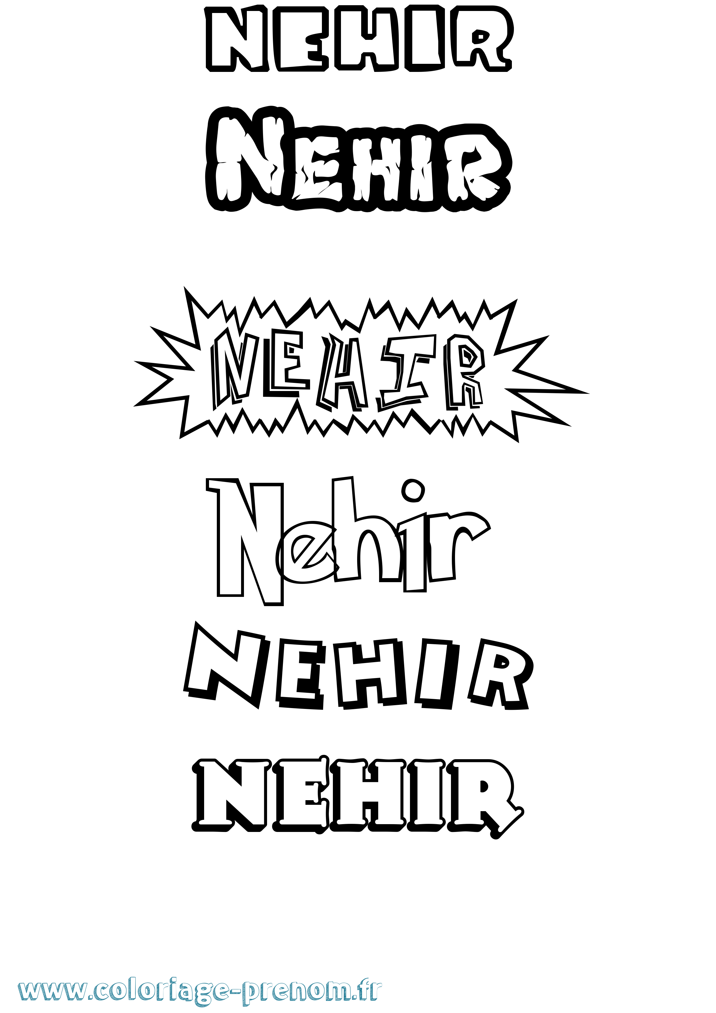 Coloriage Nehir Dessin Animé Coloriage prénom Nehir Dessin Animé