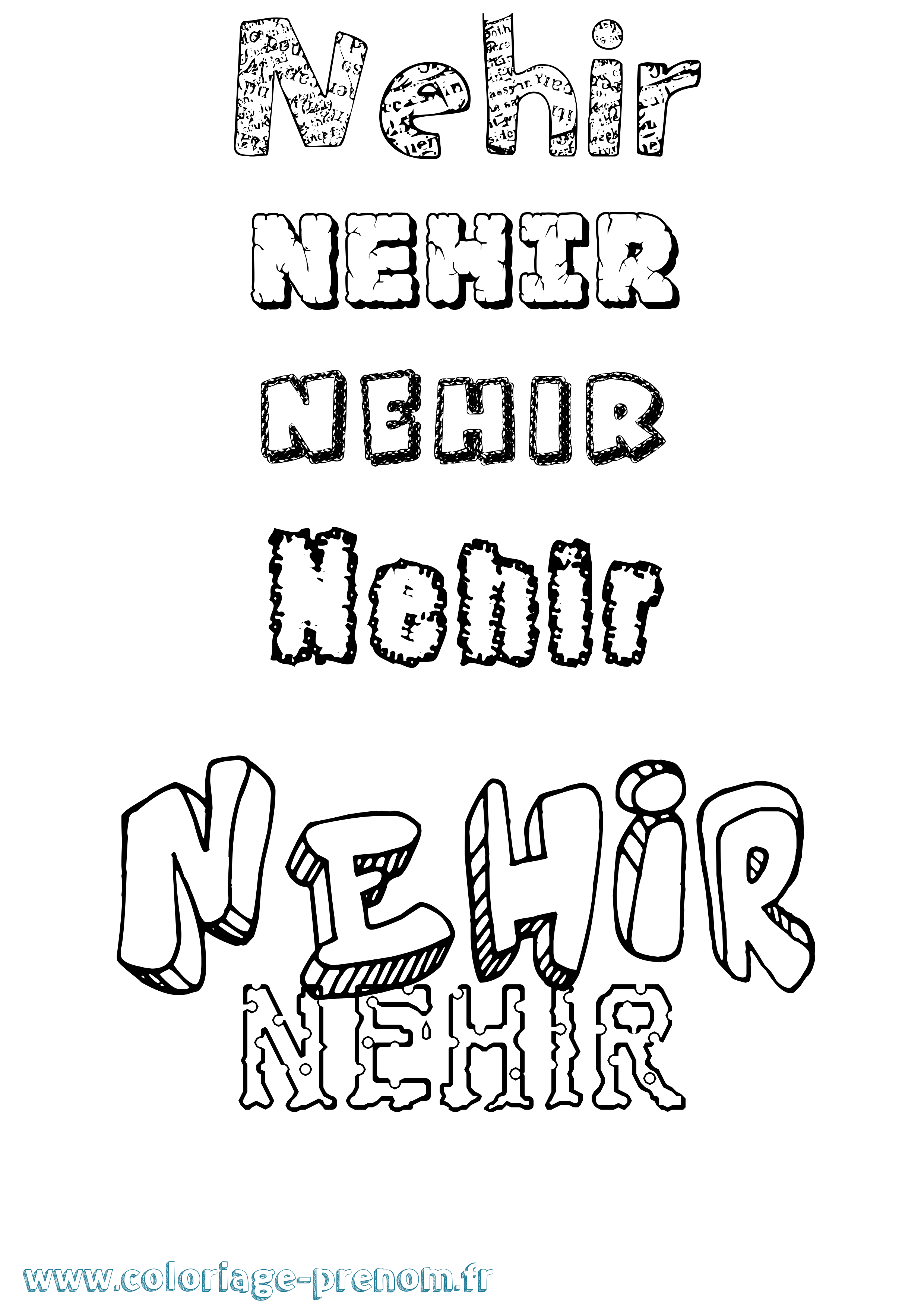 Coloriage Nehir Destructuré Coloriage prénom Nehir Destructuré