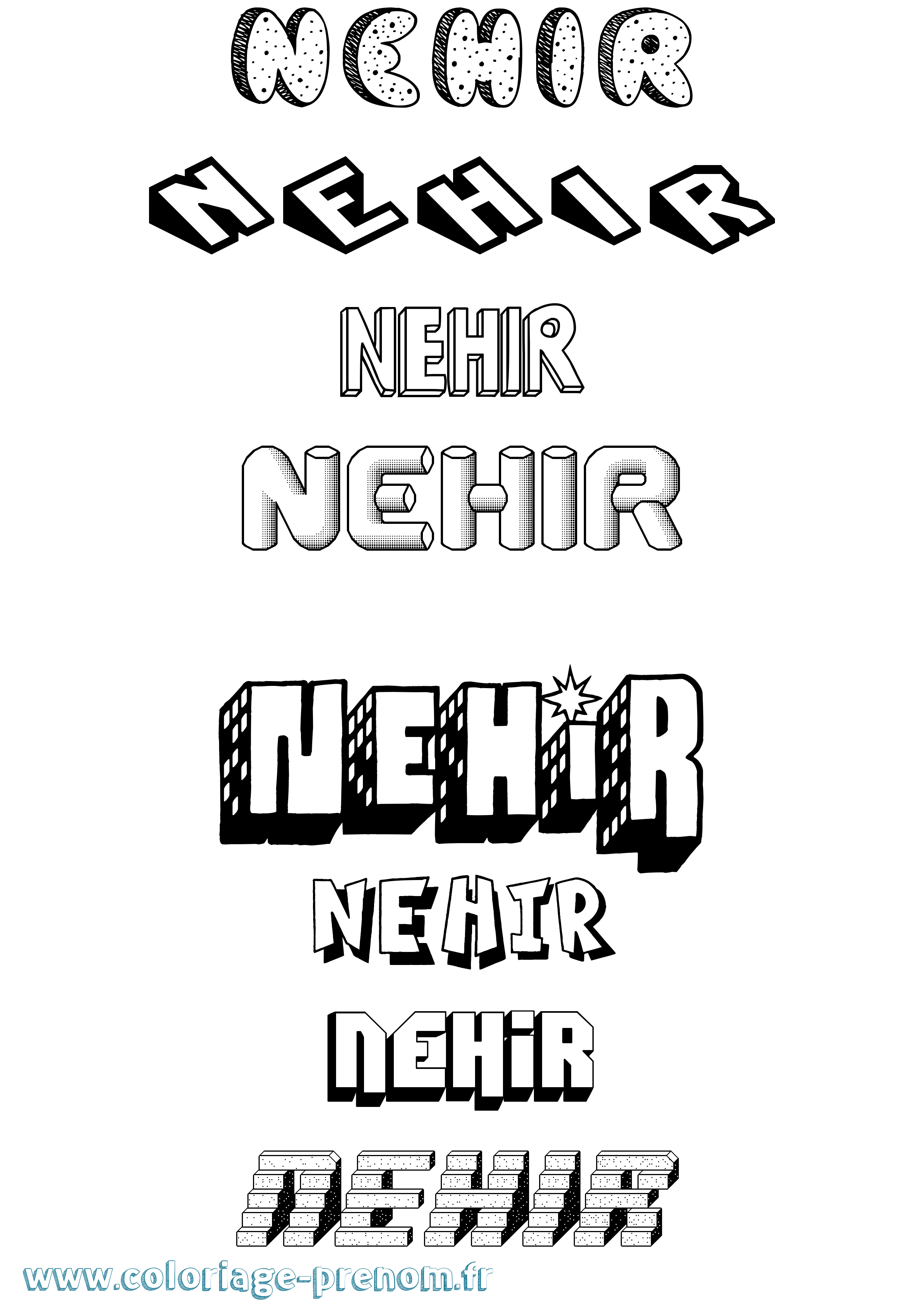 Coloriage Nehir Effet 3D Coloriage prénom Nehir Effet 3D