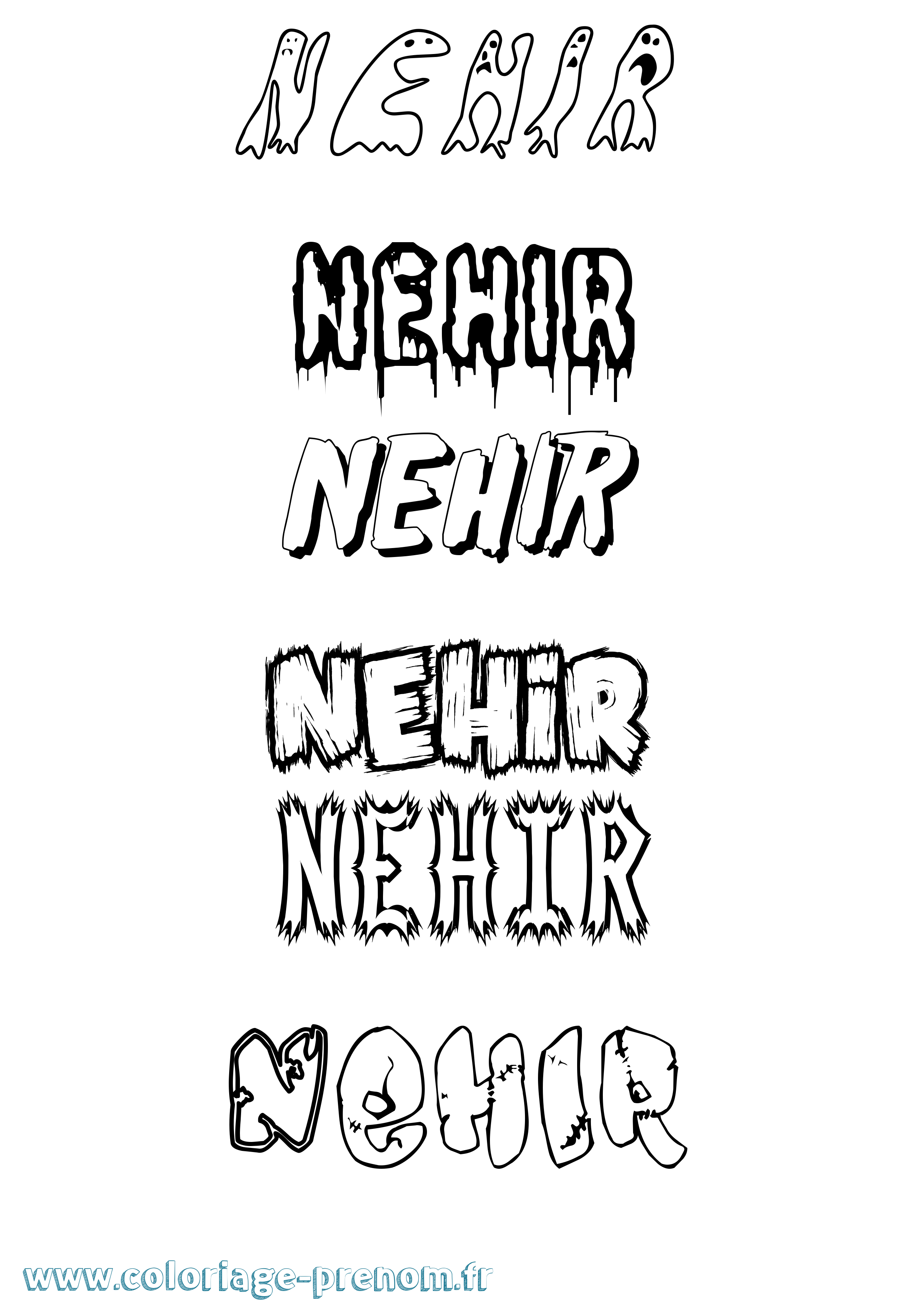 Coloriage Nehir Frisson Coloriage prénom Nehir Frisson
