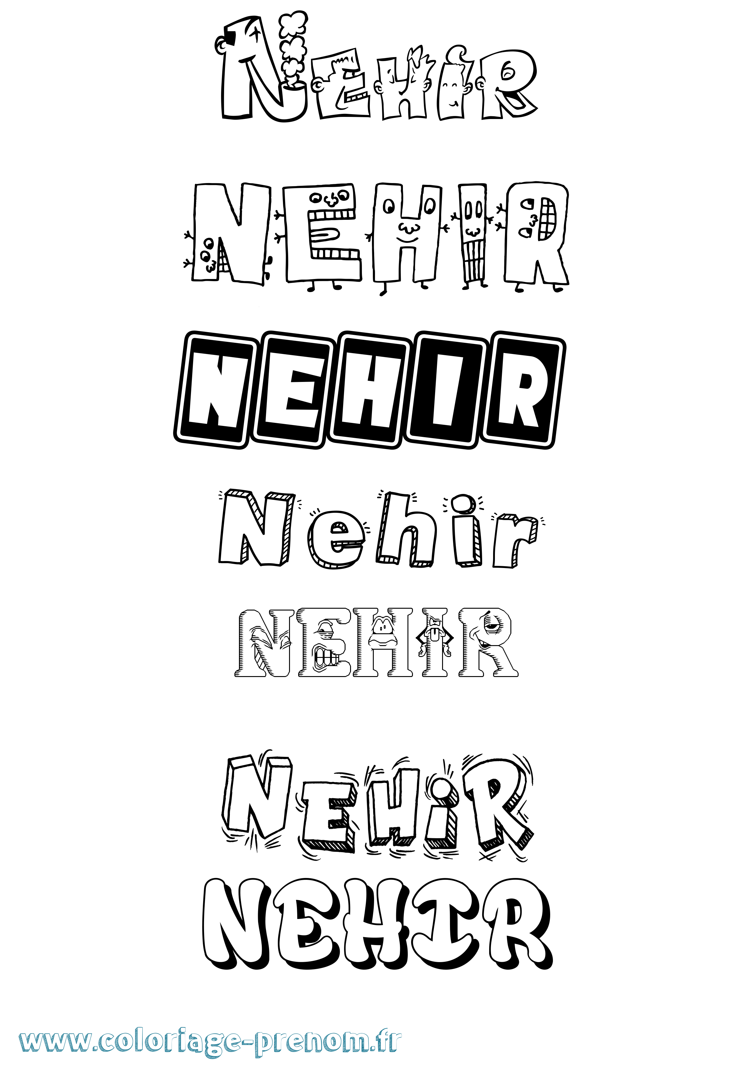 Coloriage Nehir Fun Coloriage prénom Nehir Fun