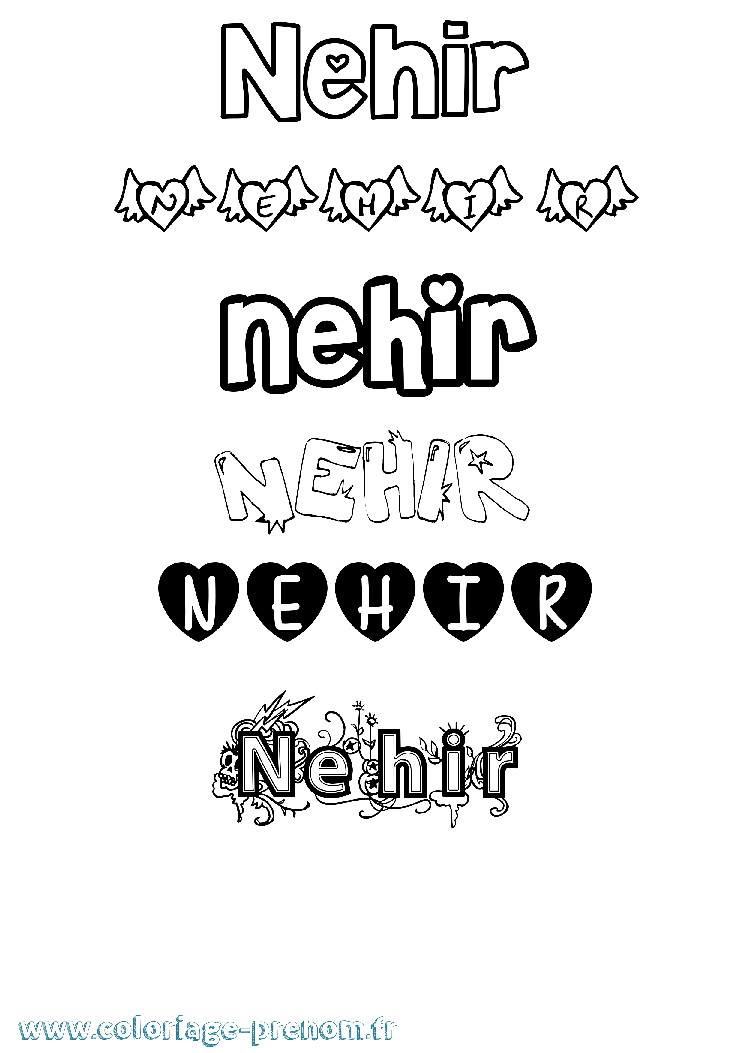 Coloriage Nehir Girly Coloriage prénom Nehir Girly