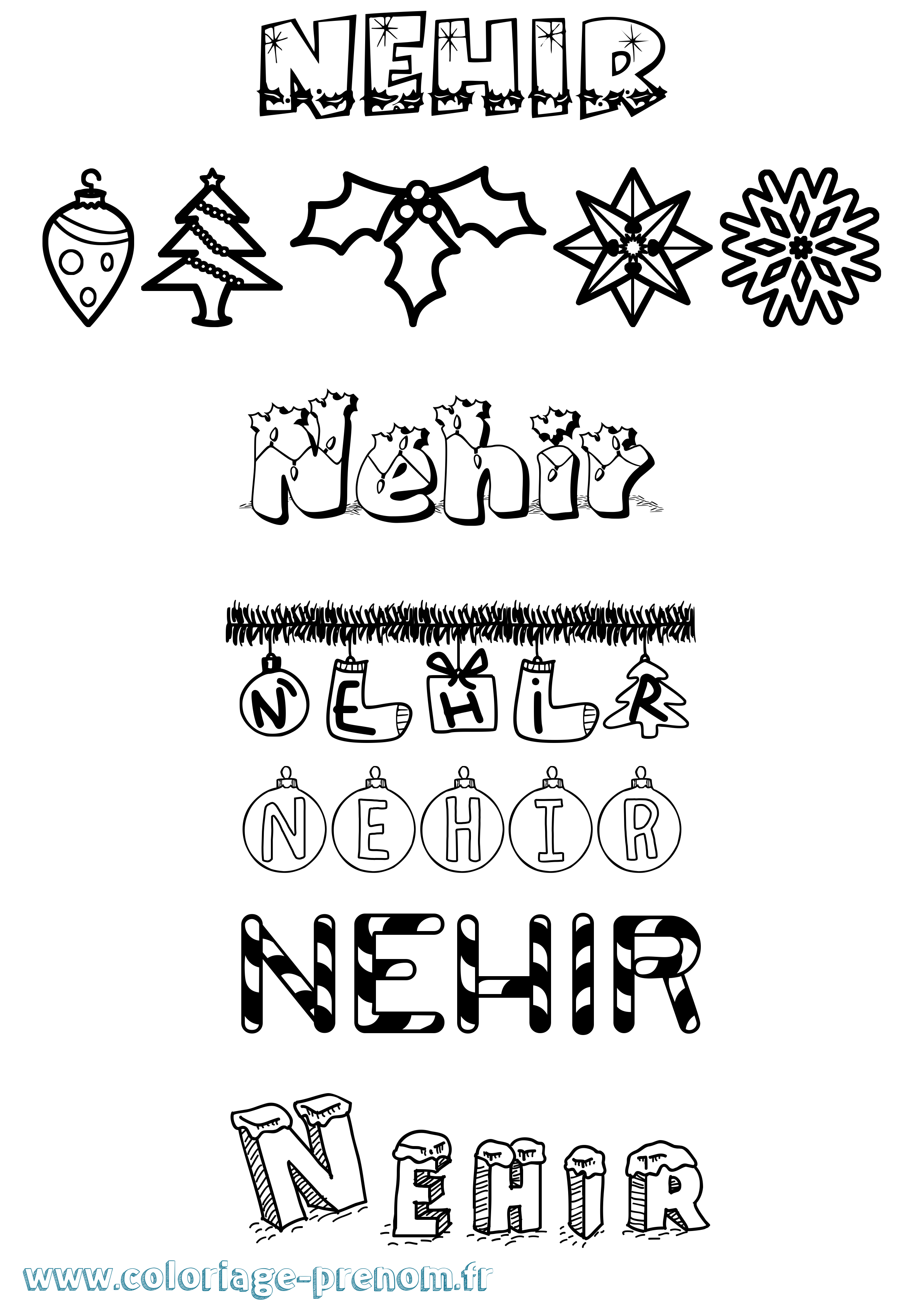 Coloriage Nehir Noël Coloriage prénom Nehir Noël