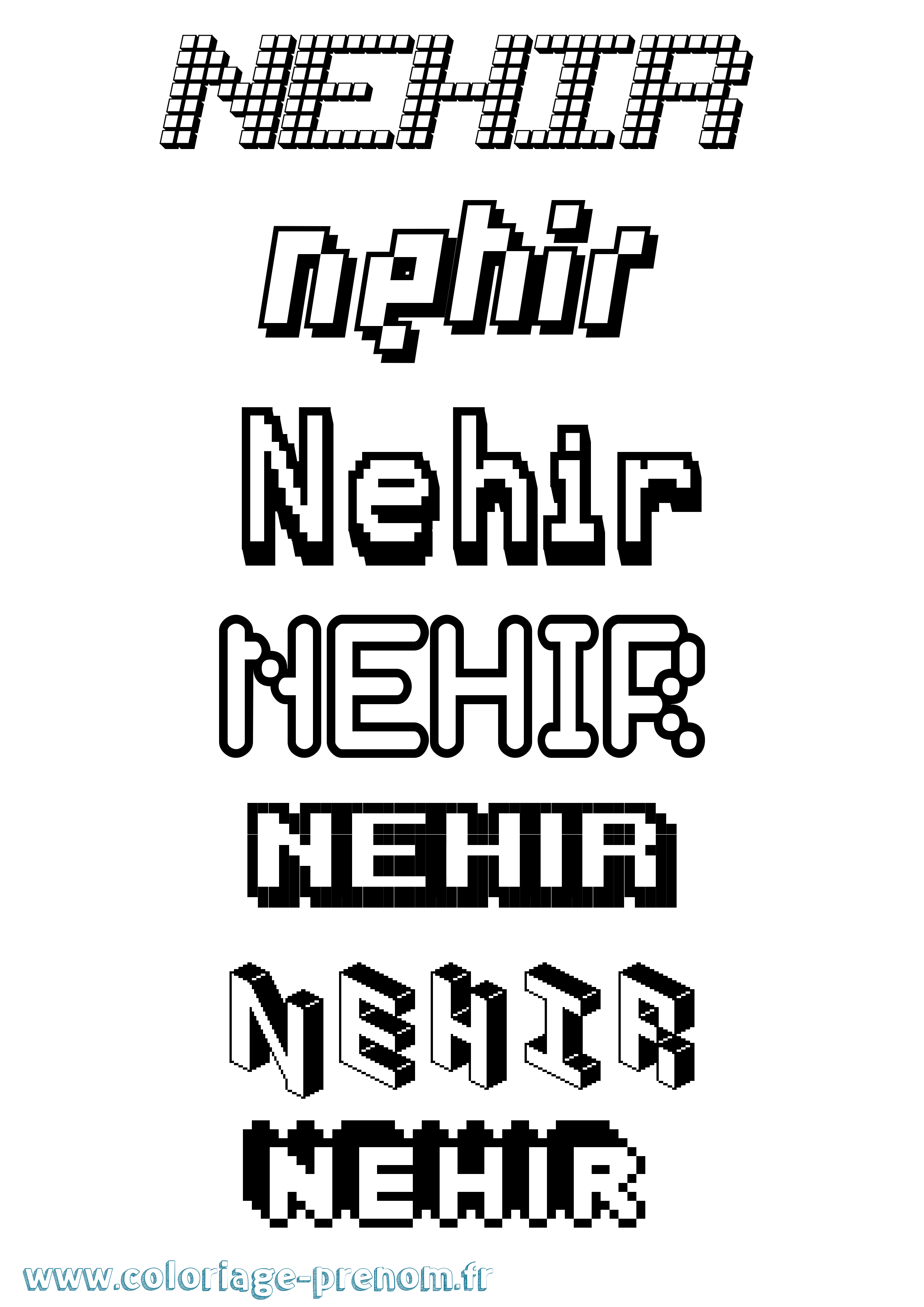Coloriage Nehir Pixel Coloriage prénom Nehir Pixel