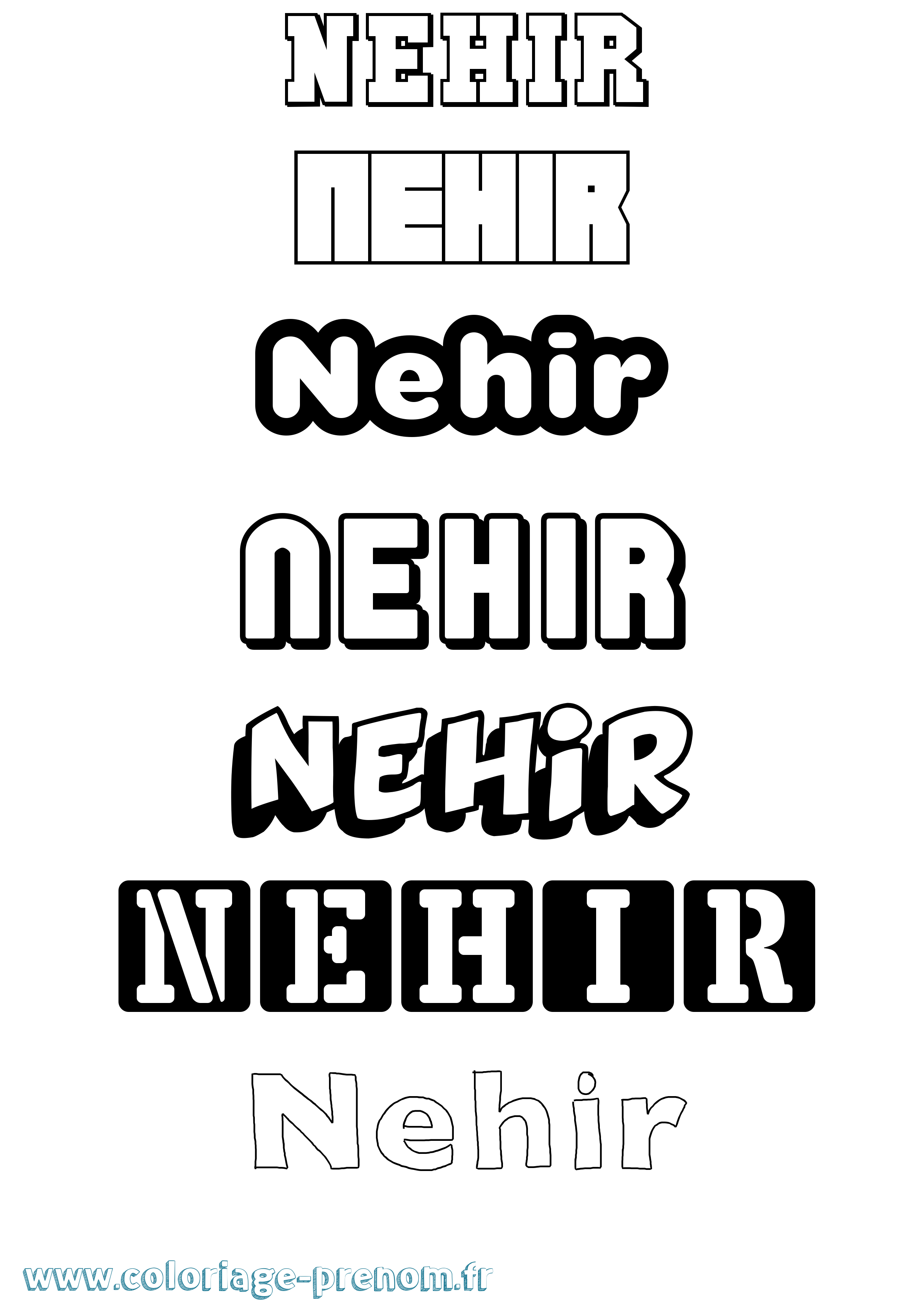 Coloriage Nehir Simple Coloriage prénom Nehir Simple