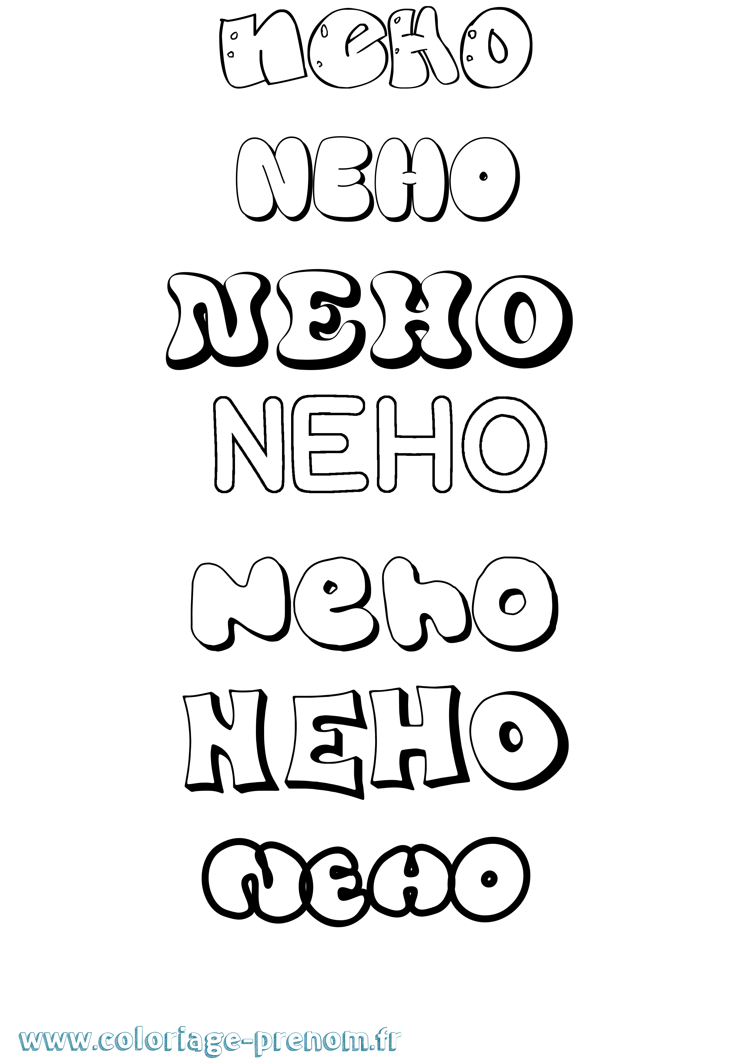 Coloriage Neho Bubble Coloriage prénom Neho Bubble