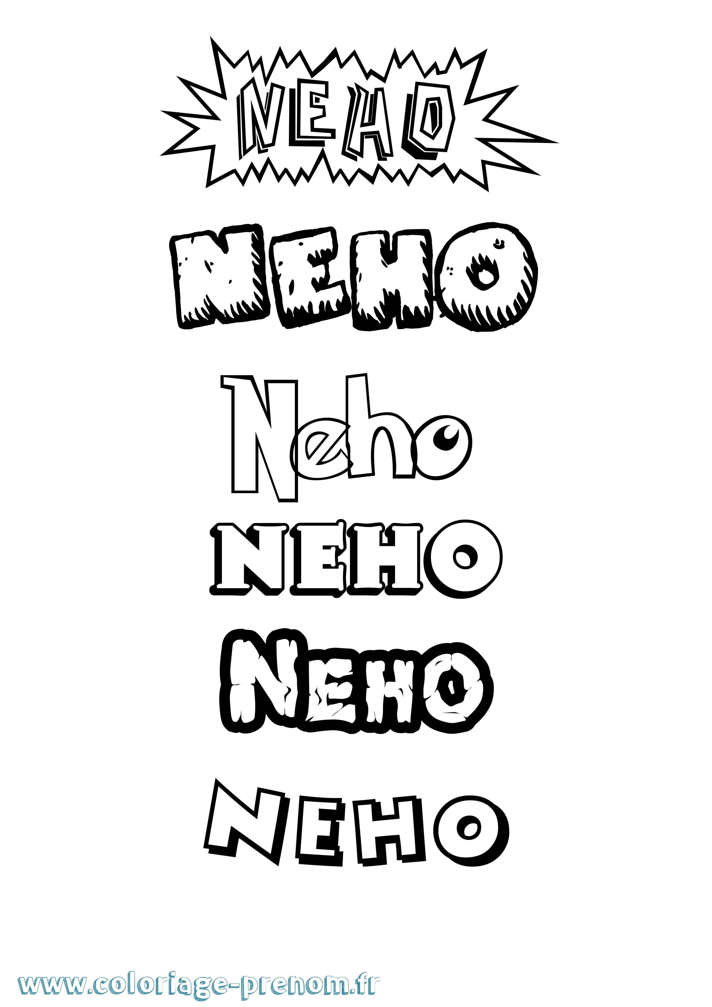 Coloriage Neho Dessin Animé Coloriage prénom Neho Dessin Animé