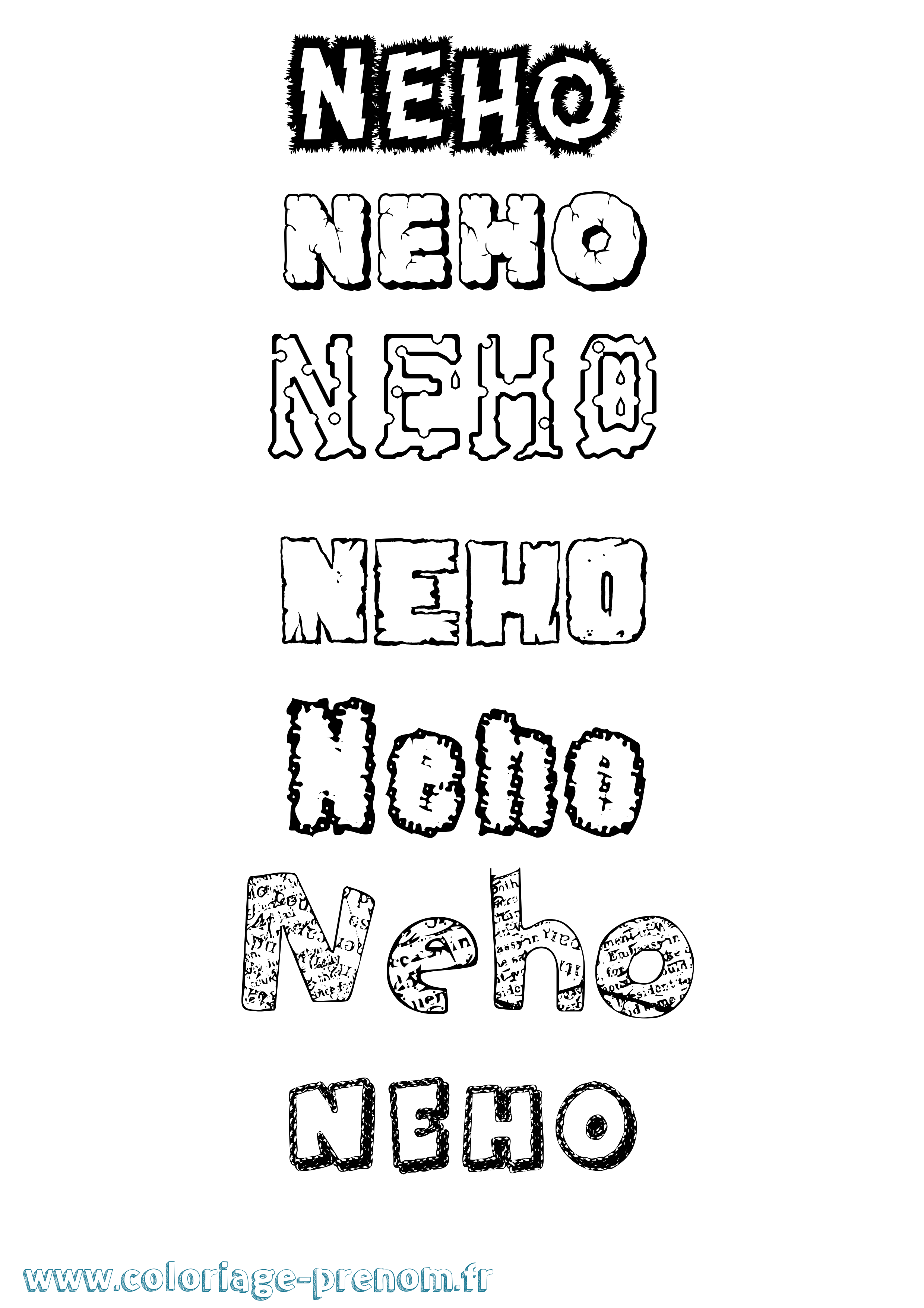 Coloriage Neho Destructuré Coloriage prénom Neho Destructuré