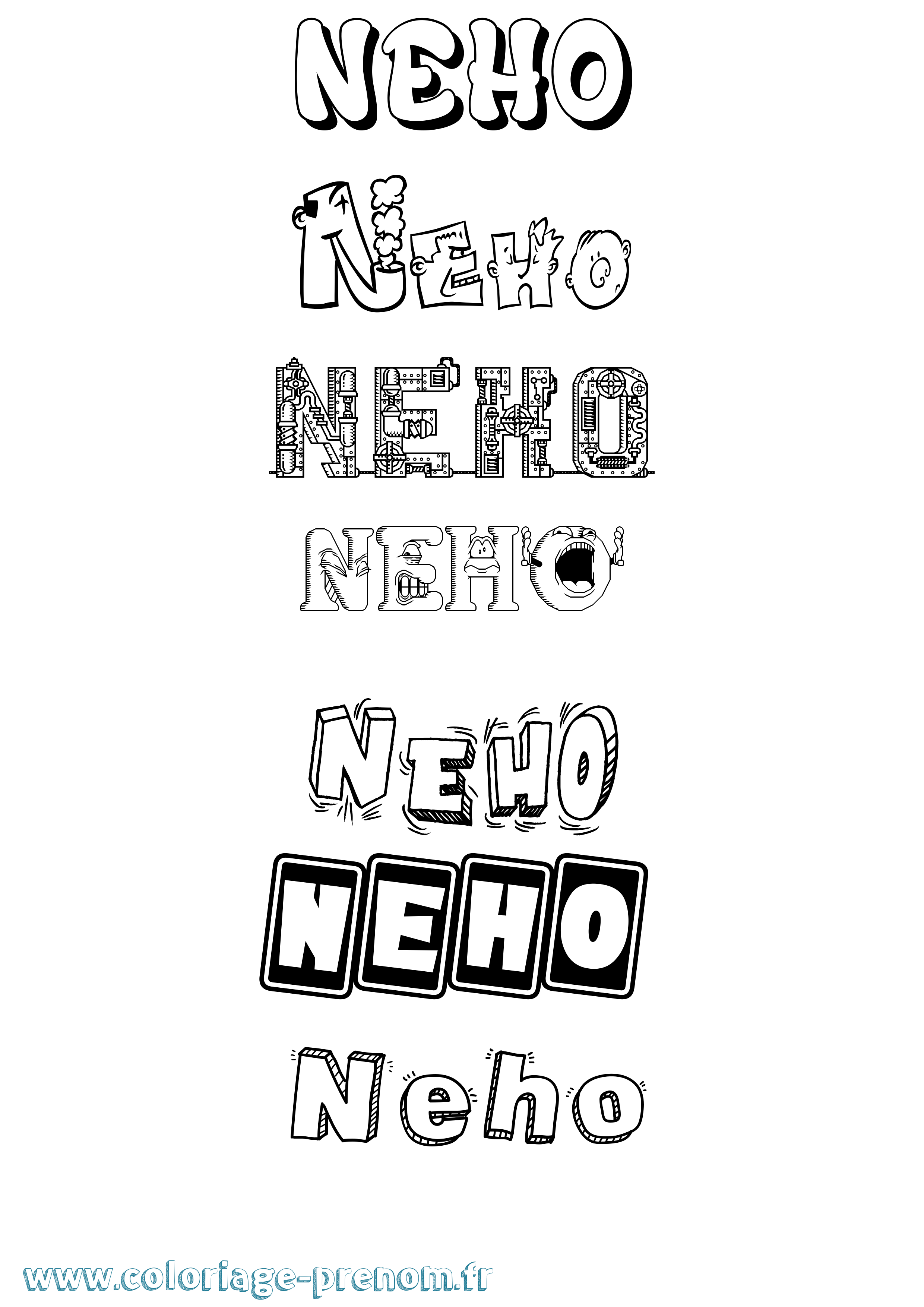 Coloriage Neho Fun Coloriage prénom Neho Fun