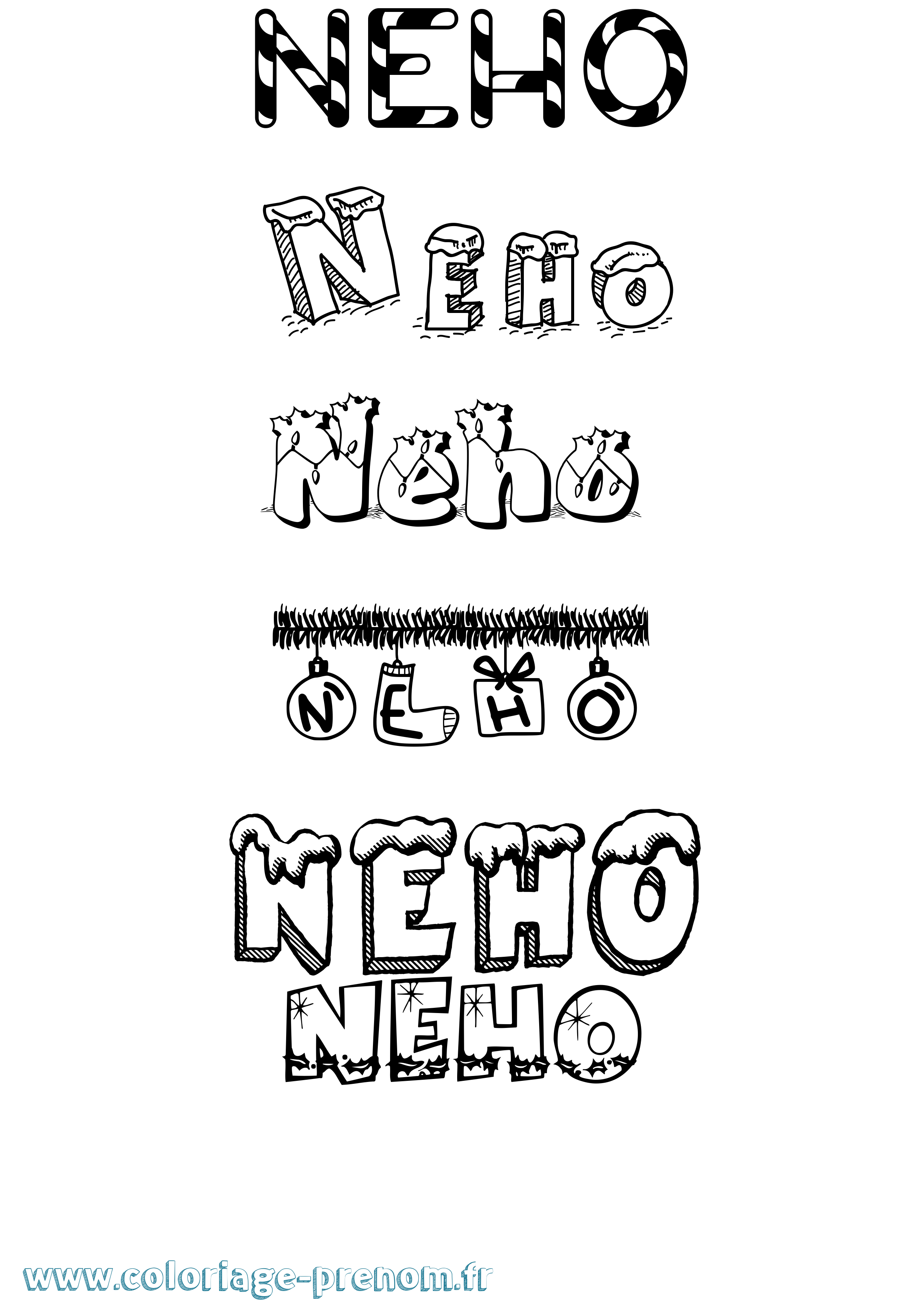 Coloriage Neho Noël Coloriage prénom Neho Noël