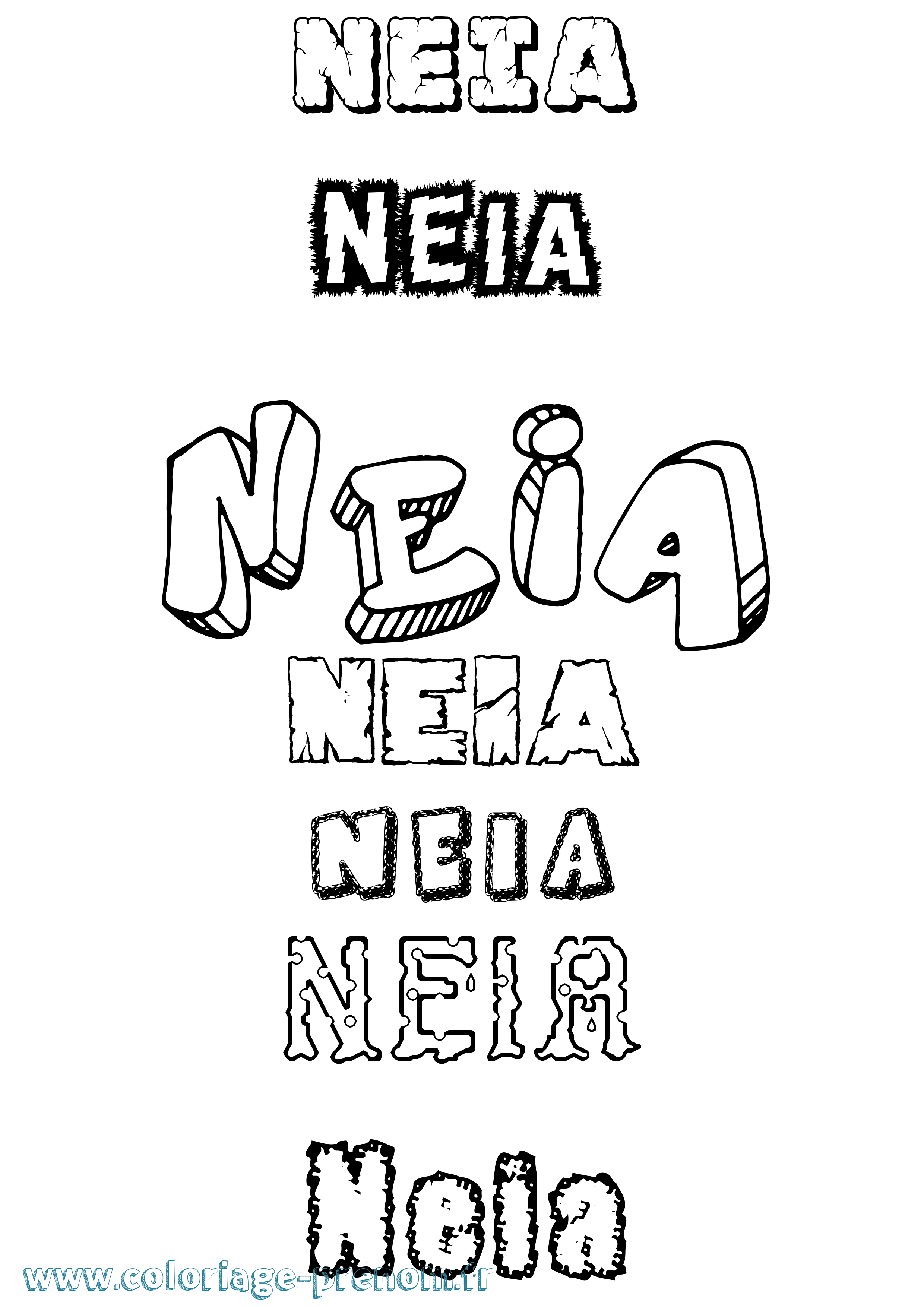 Coloriage Neïa Destructuré Coloriage prénom Neïa Destructuré