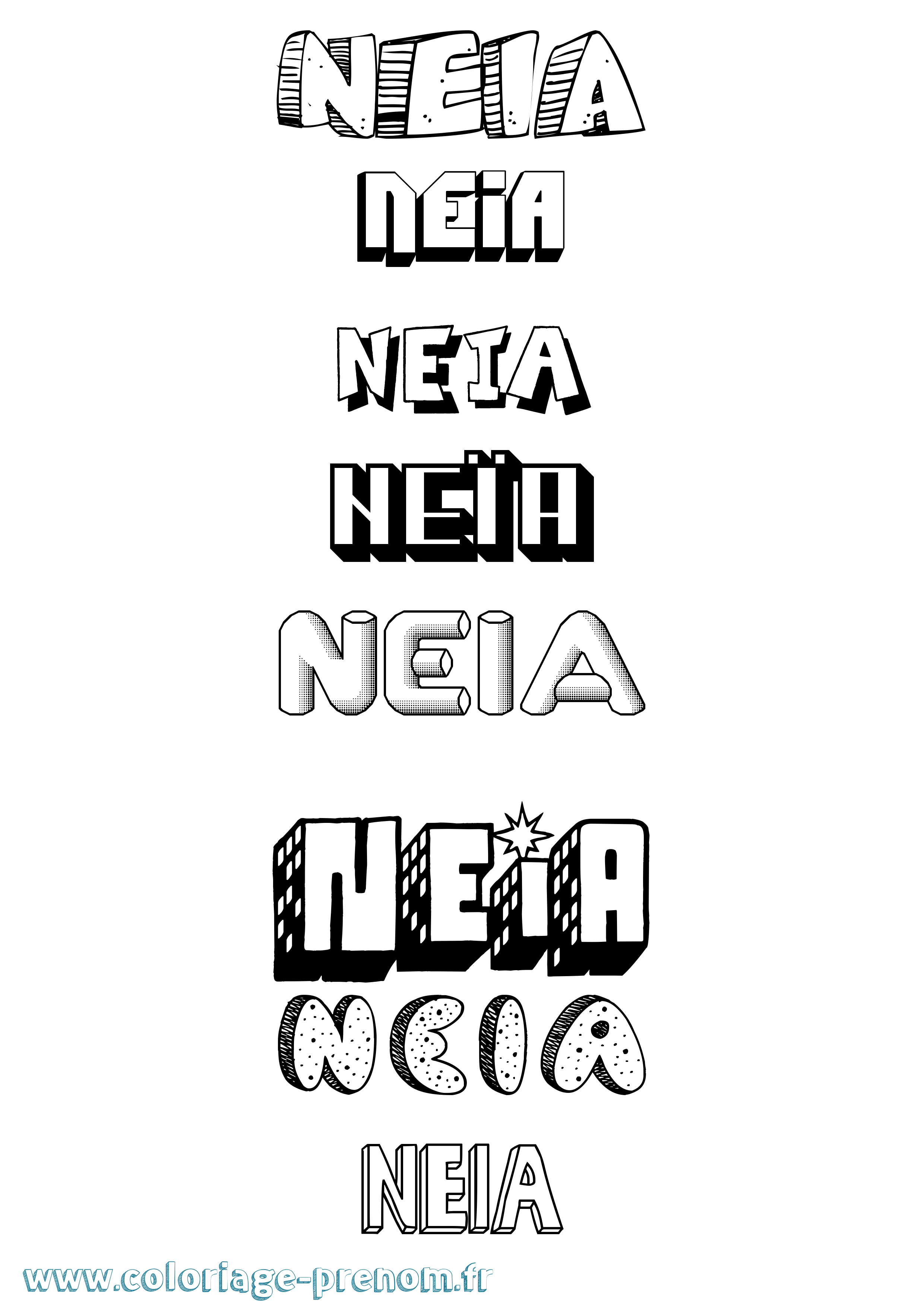 Coloriage Neïa Effet 3D Coloriage prénom Neïa Effet 3D