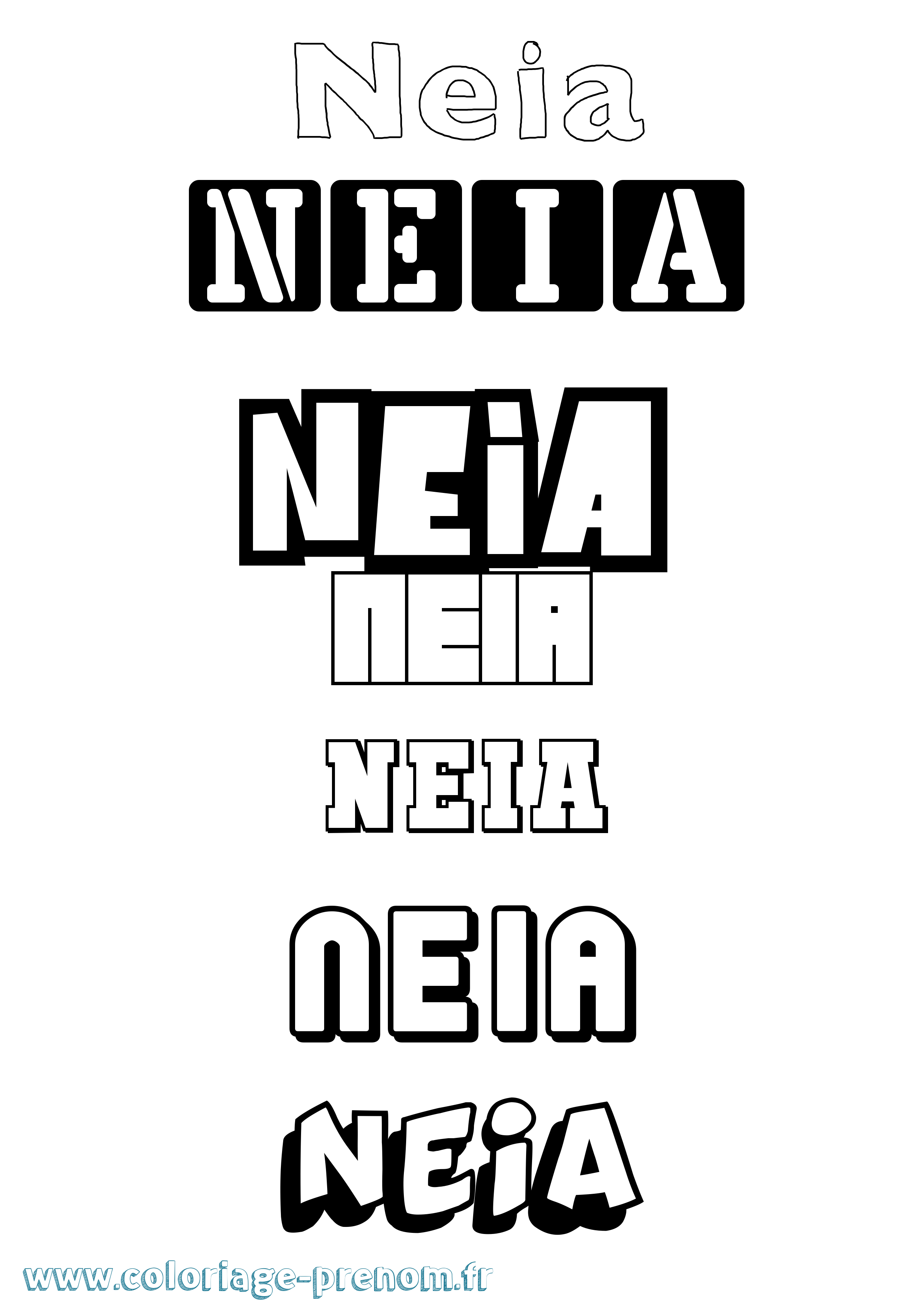 Coloriage Neïa Simple Coloriage prénom Neïa Simple