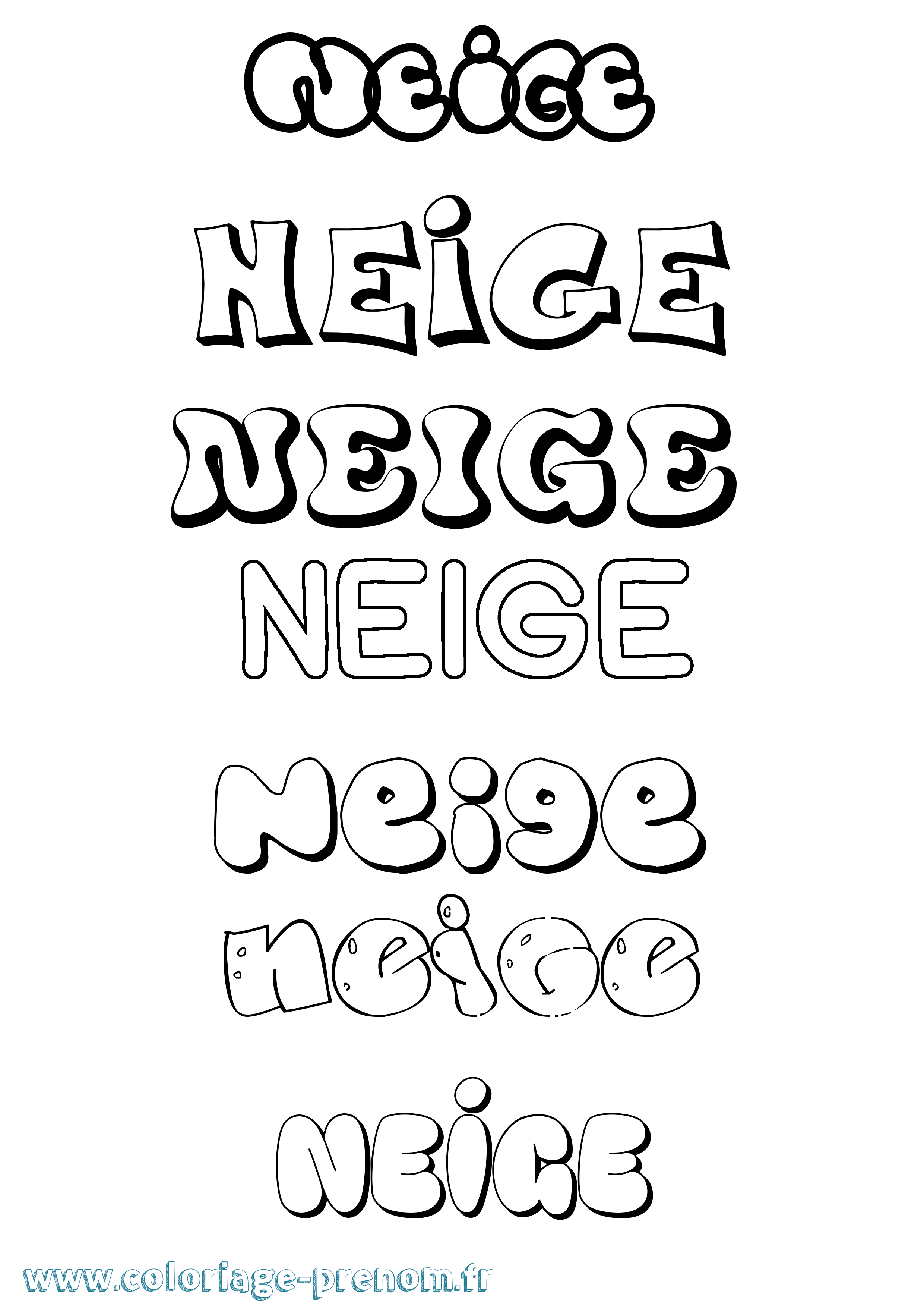 Coloriage Neige Bubble Coloriage prénom Neige Bubble