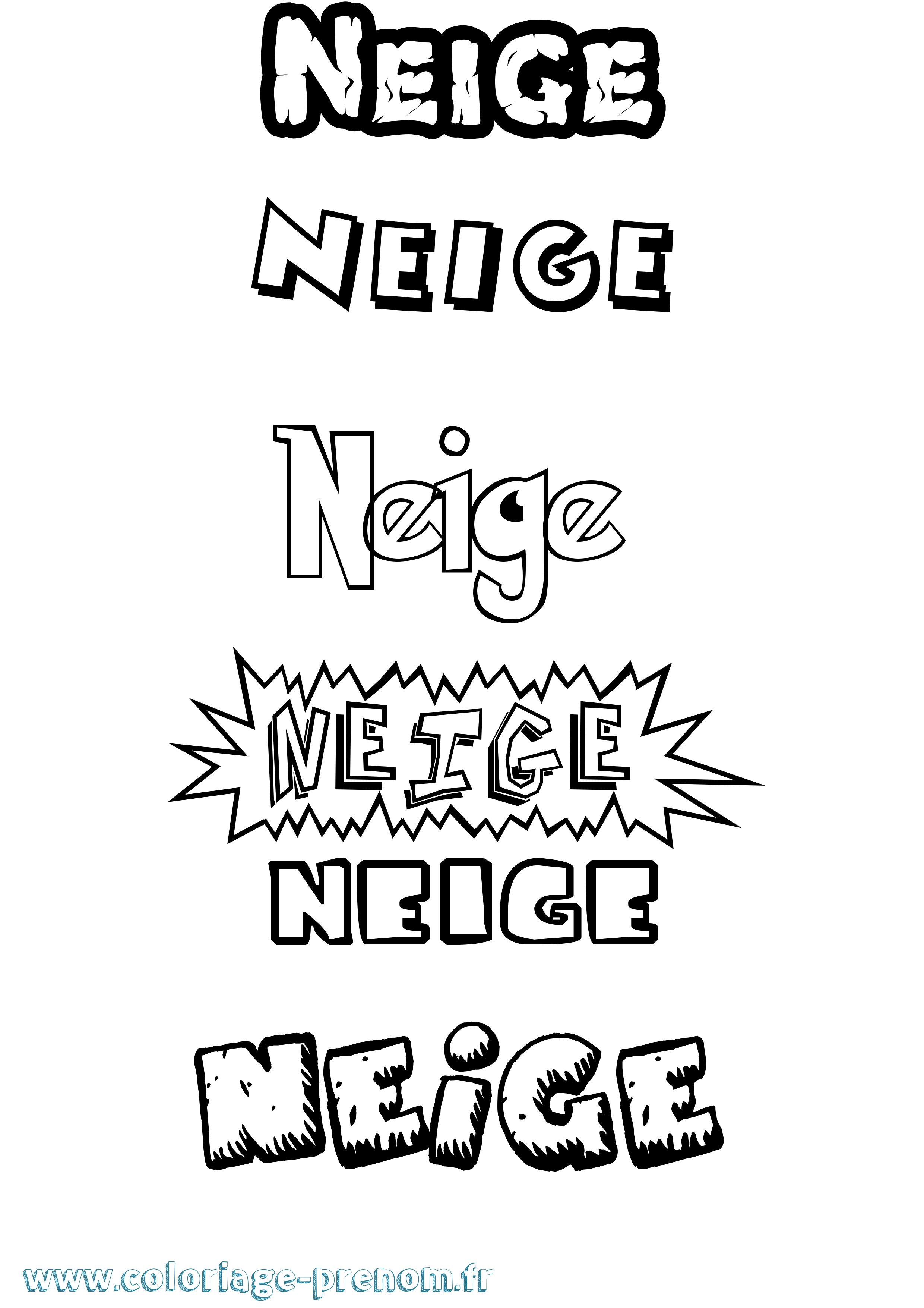Coloriage Neige Dessin Animé Coloriage prénom Neige Dessin Animé