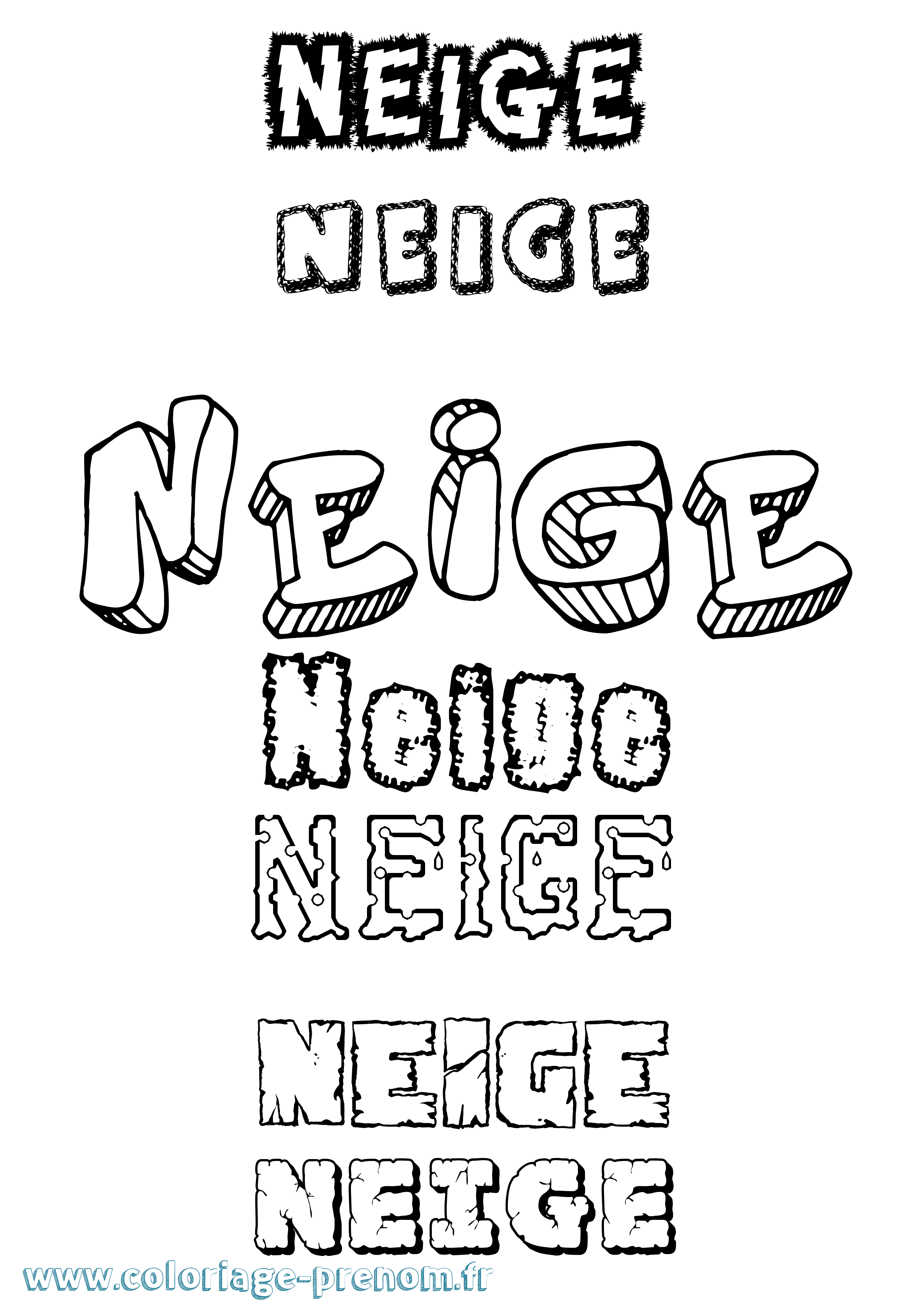 Coloriage Neige Destructuré Coloriage prénom Neige Destructuré