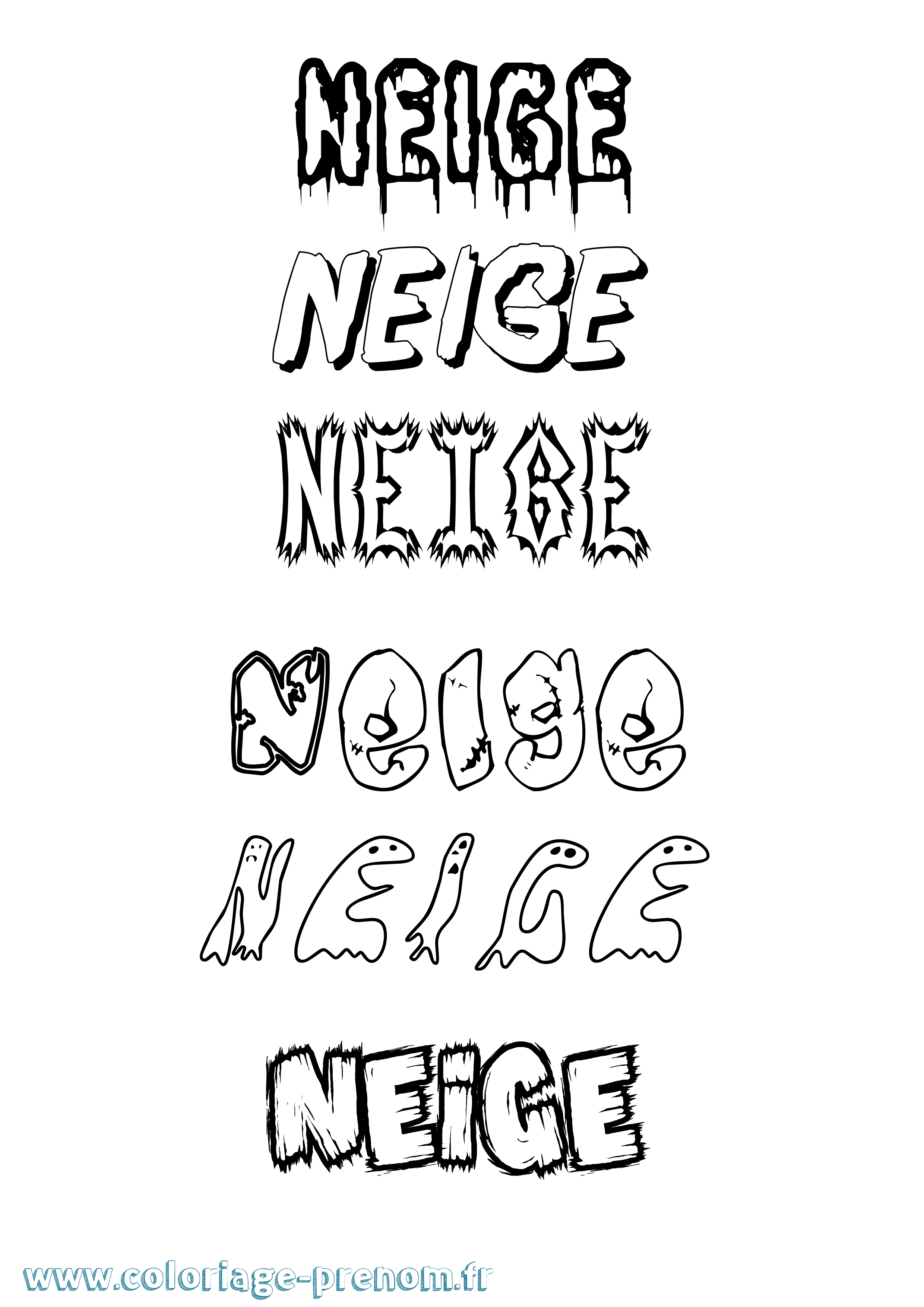 Coloriage Neige Frisson Coloriage prénom Neige Frisson