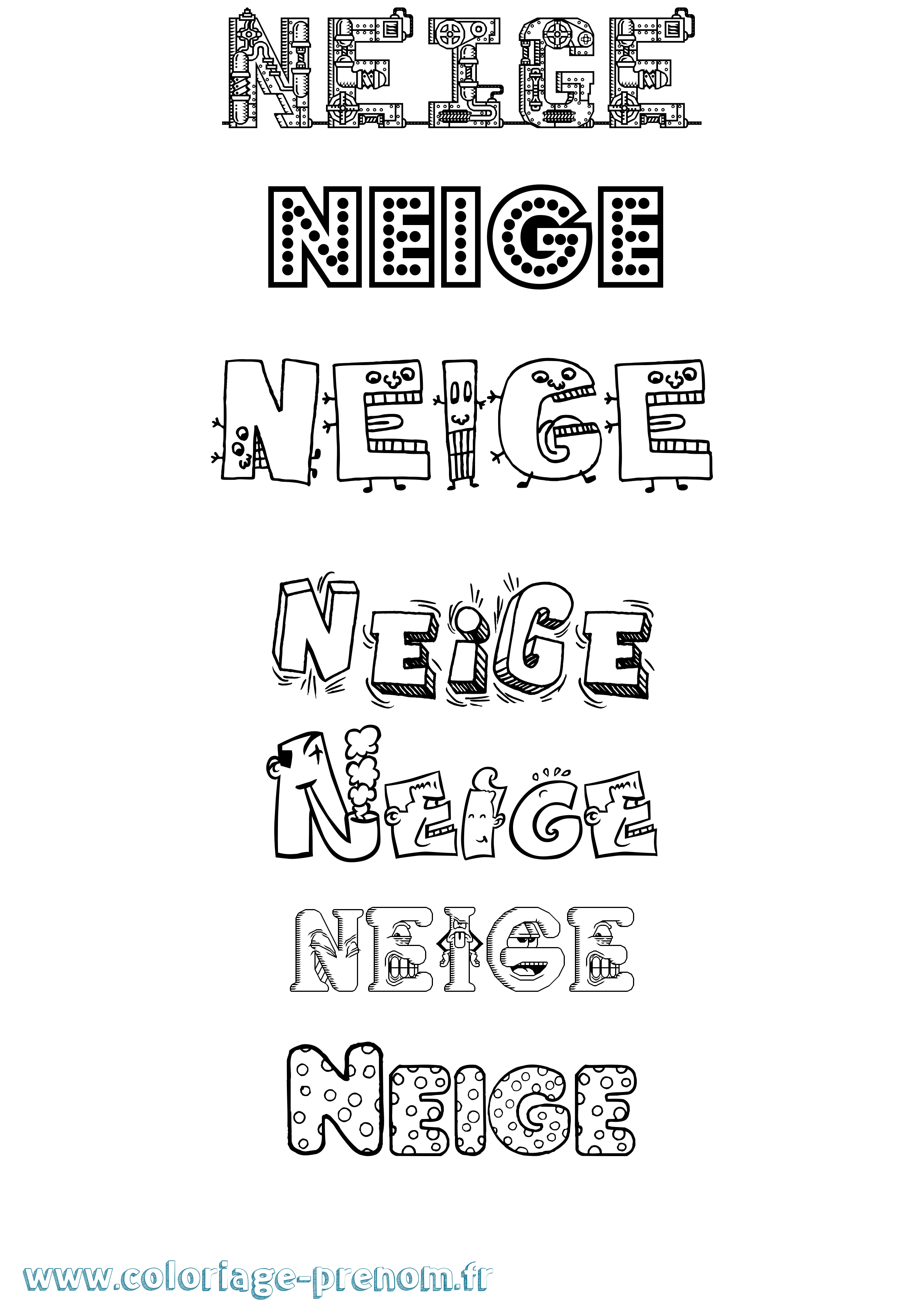 Coloriage Neige Fun Coloriage prénom Neige Fun