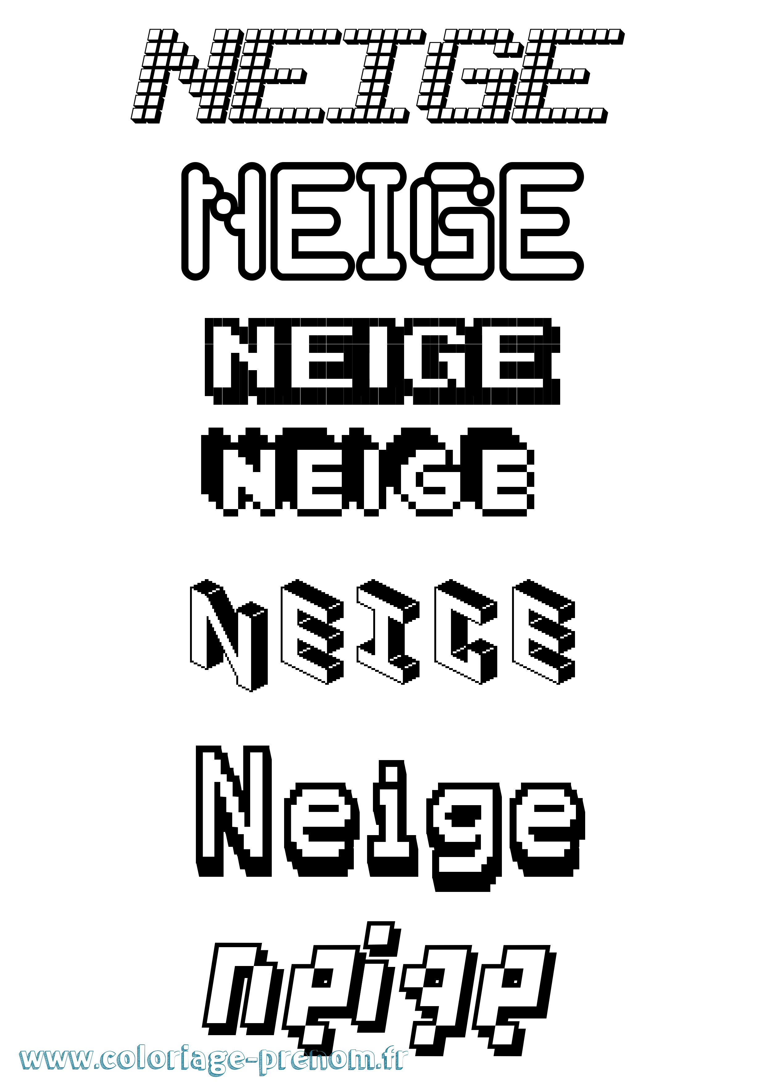 Coloriage Neige Pixel Coloriage prénom Neige Pixel