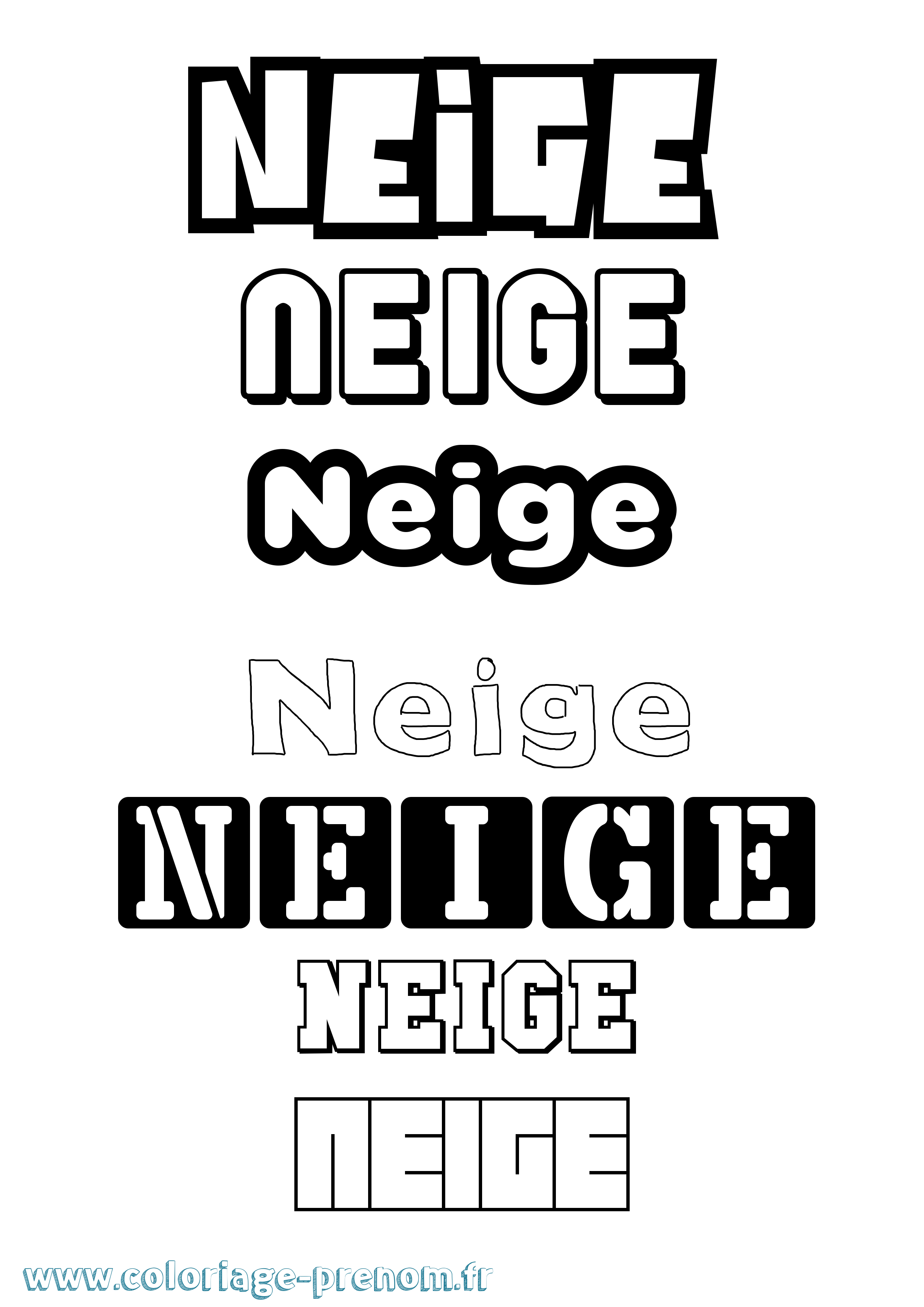Coloriage Neige Simple Coloriage prénom Neige Simple