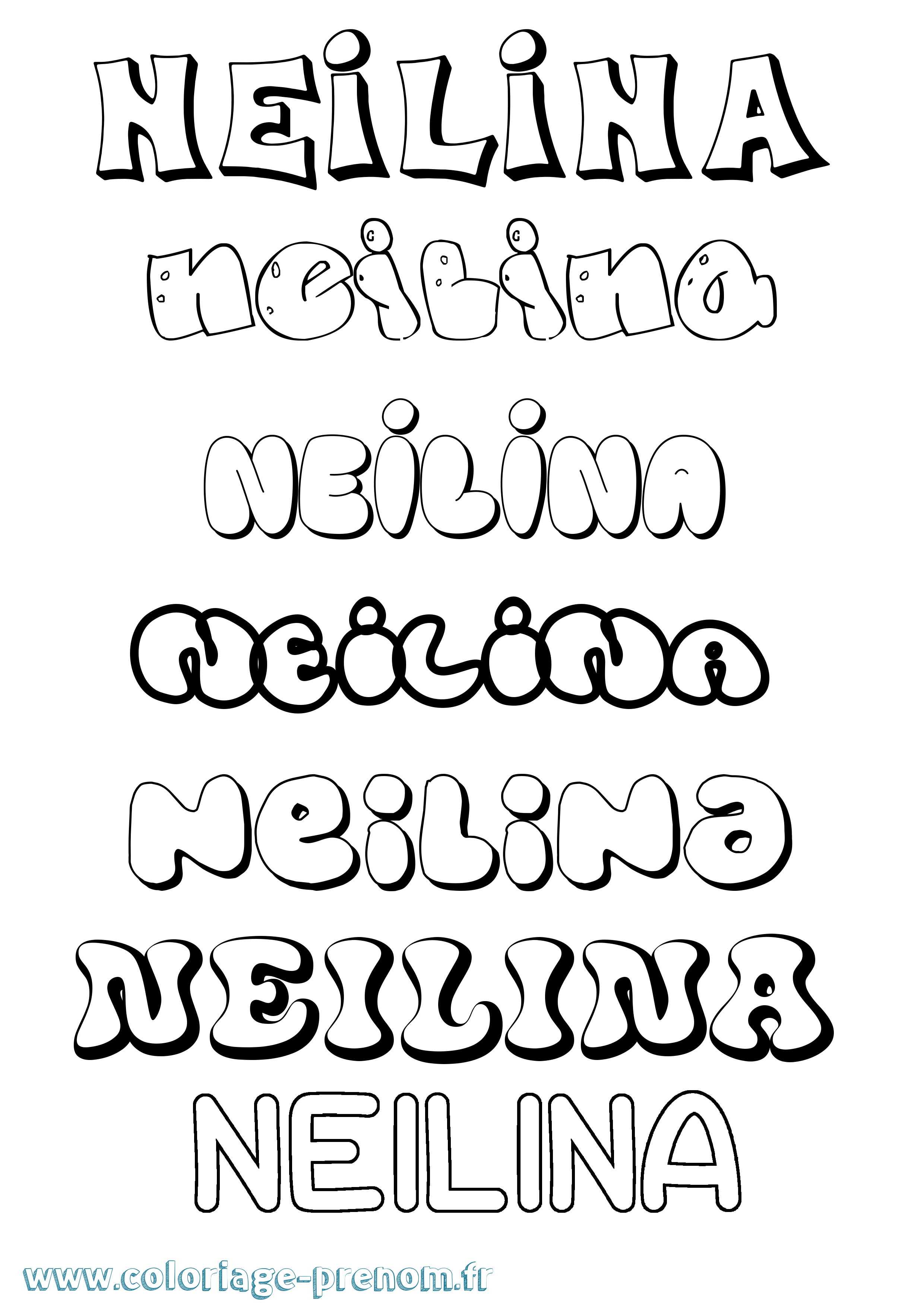 Coloriage Neilina Bubble Coloriage prénom Neilina Bubble