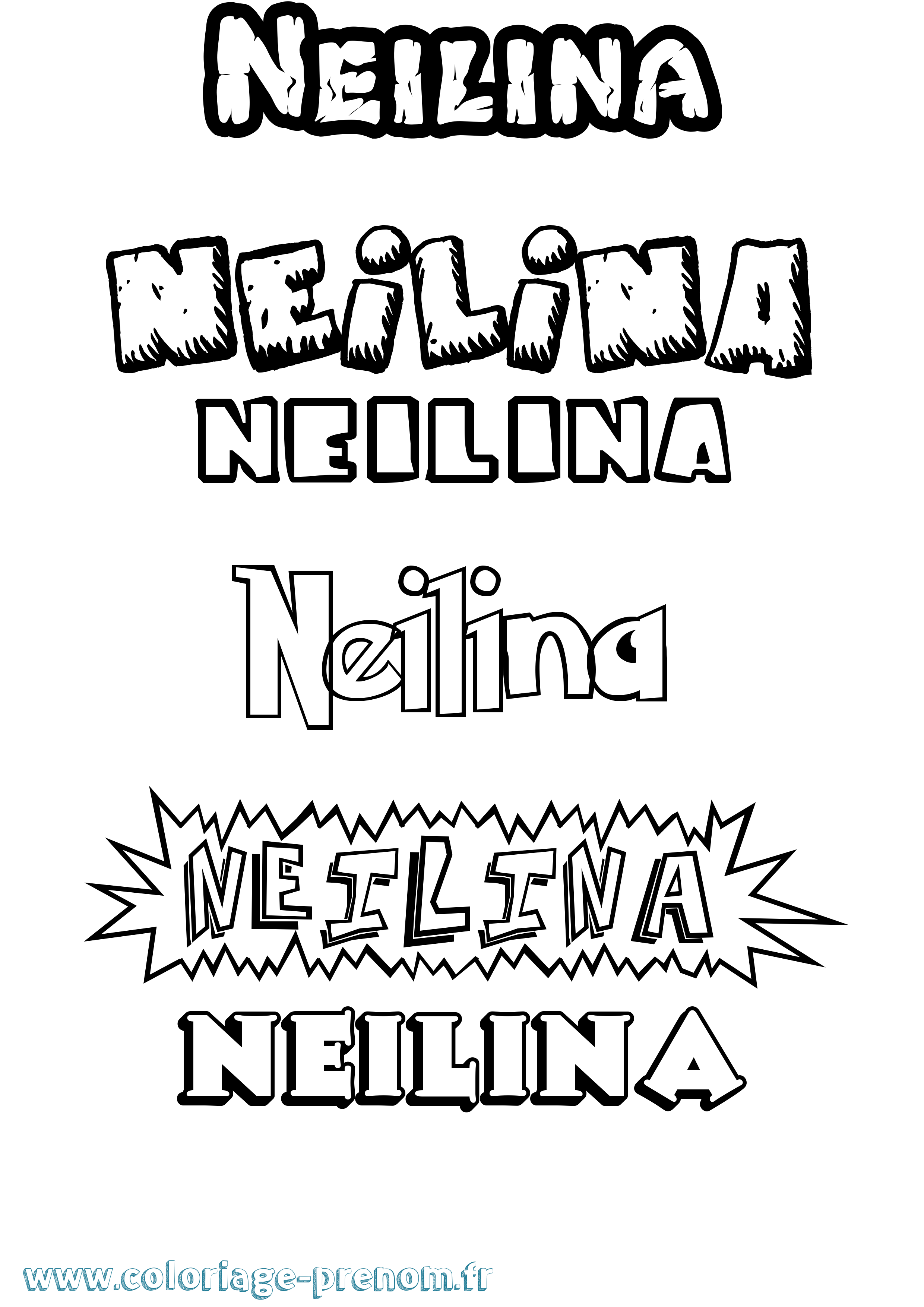 Coloriage Neilina Dessin Animé Coloriage prénom Neilina Dessin Animé