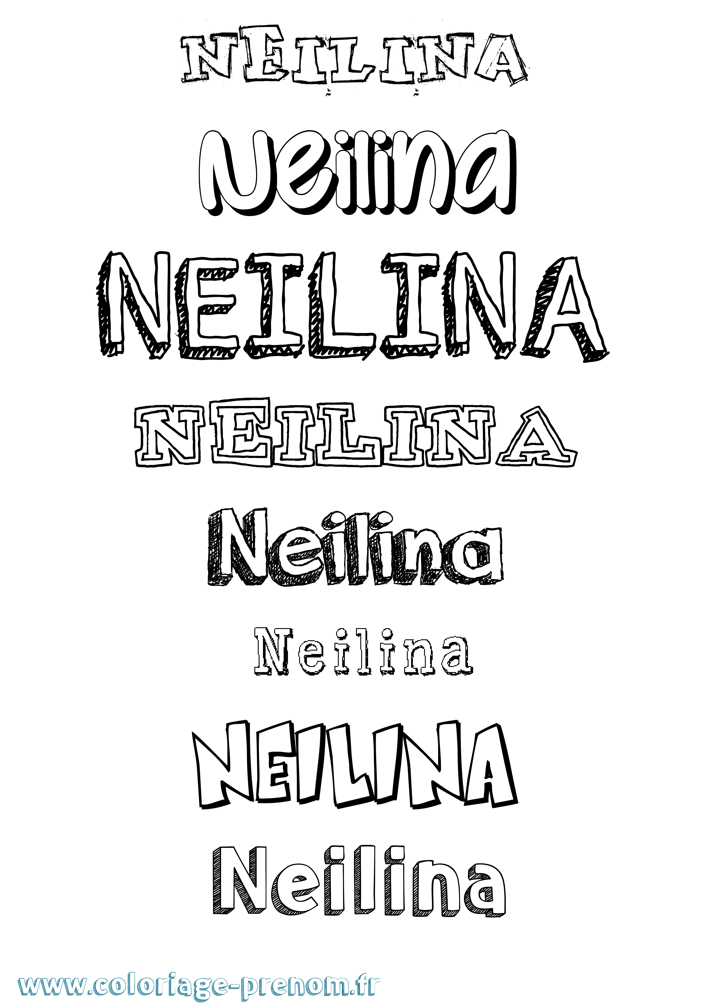 Coloriage Neilina Dessiné Coloriage prénom Neilina Dessiné