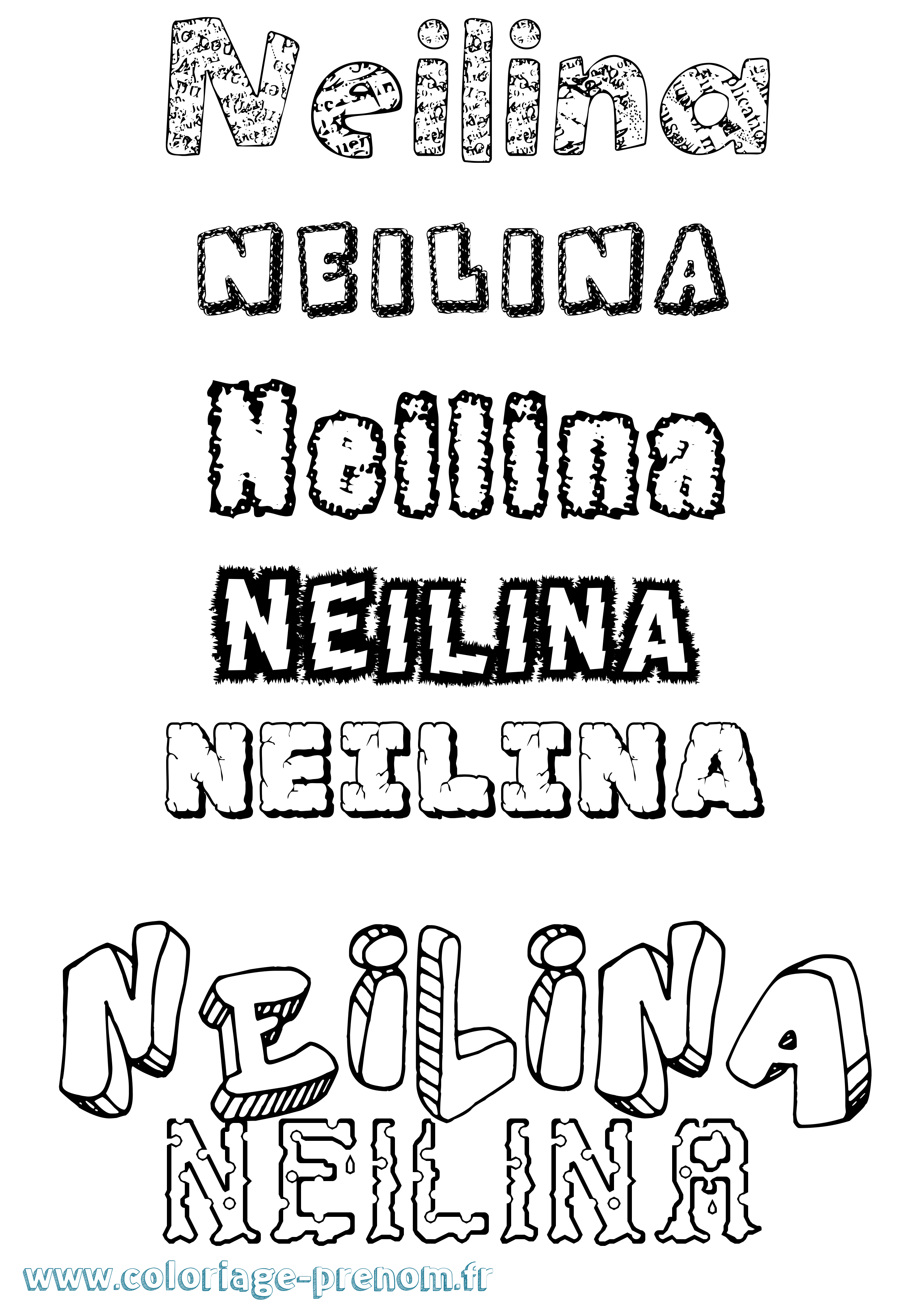 Coloriage Neilina Destructuré Coloriage prénom Neilina Destructuré