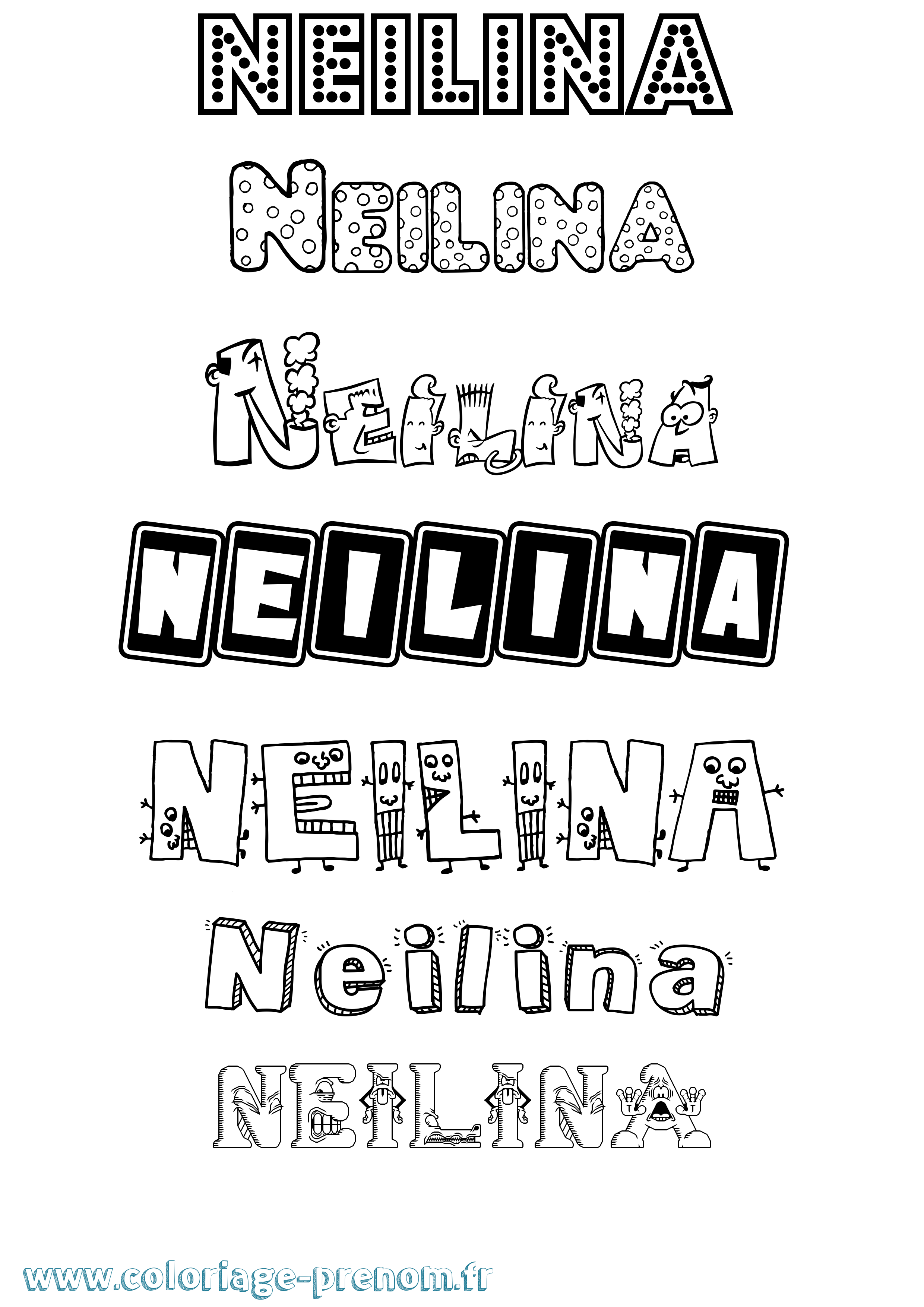 Coloriage Neilina Fun Coloriage prénom Neilina Fun