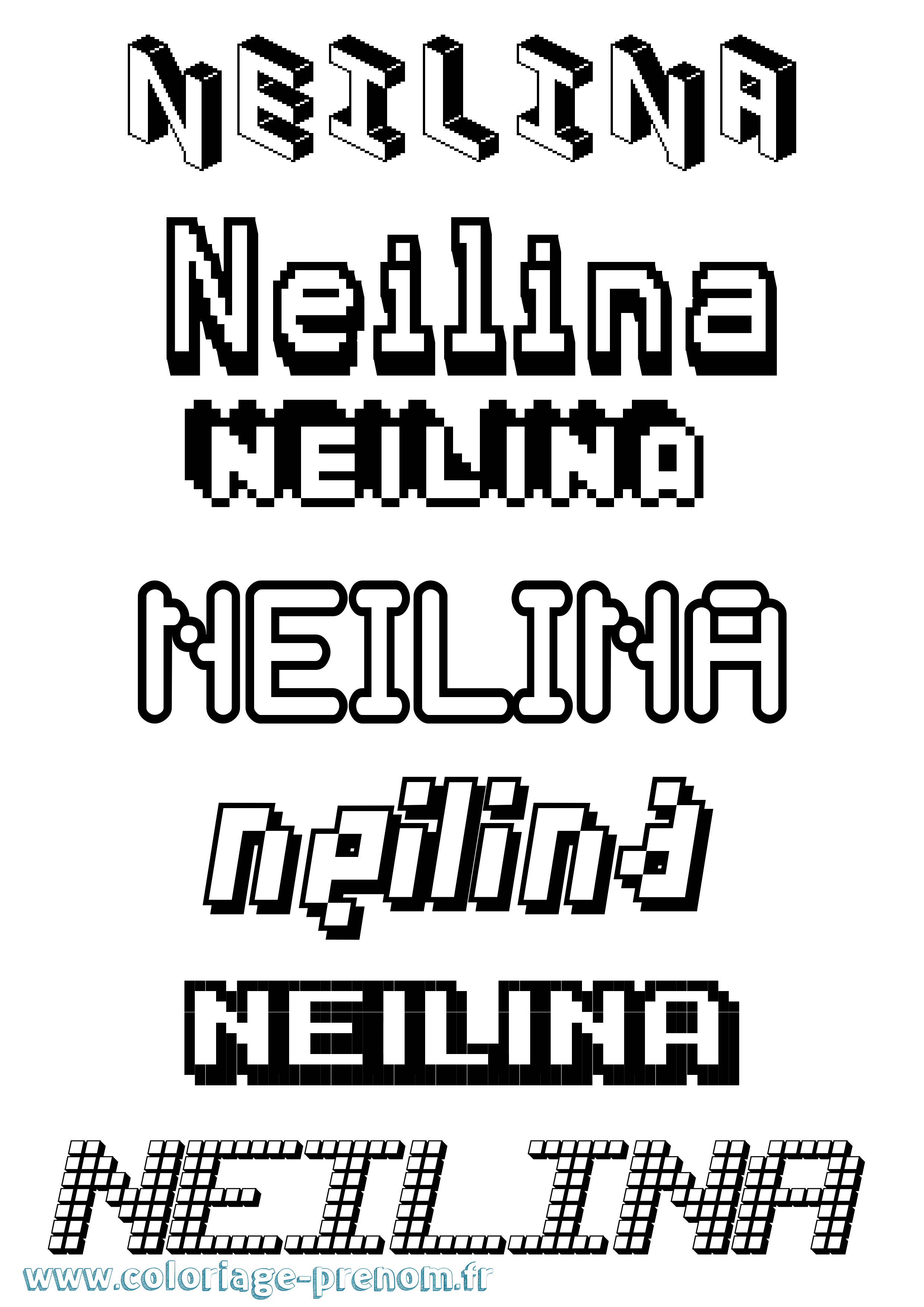 Coloriage Neilina Pixel Coloriage prénom Neilina Pixel
