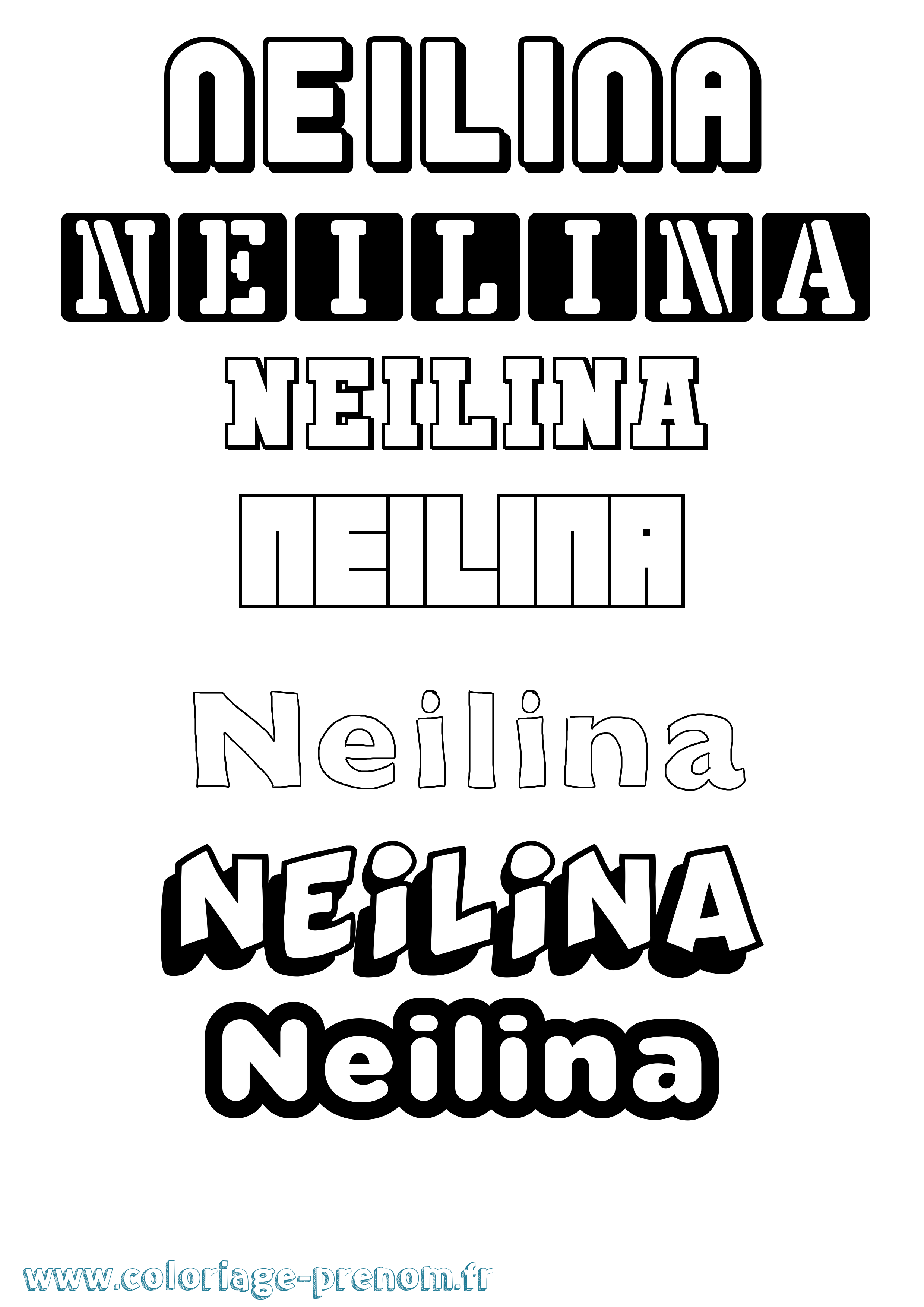 Coloriage Neilina Simple Coloriage prénom Neilina Simple