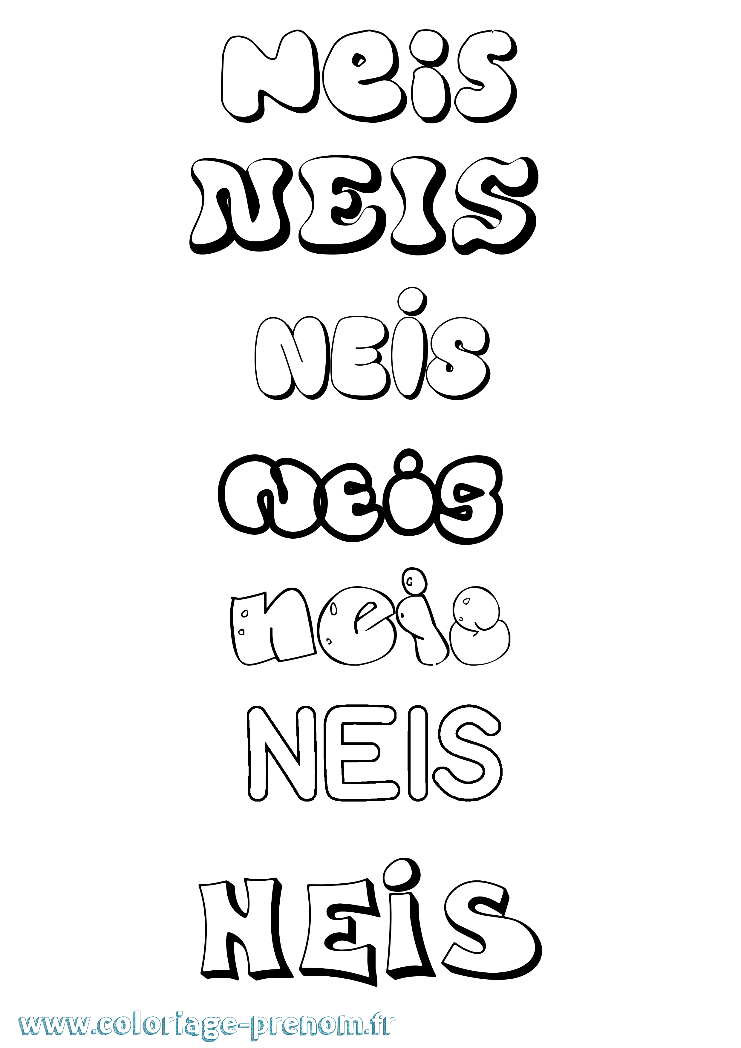 Coloriage Neis Bubble Coloriage prénom Neis Bubble