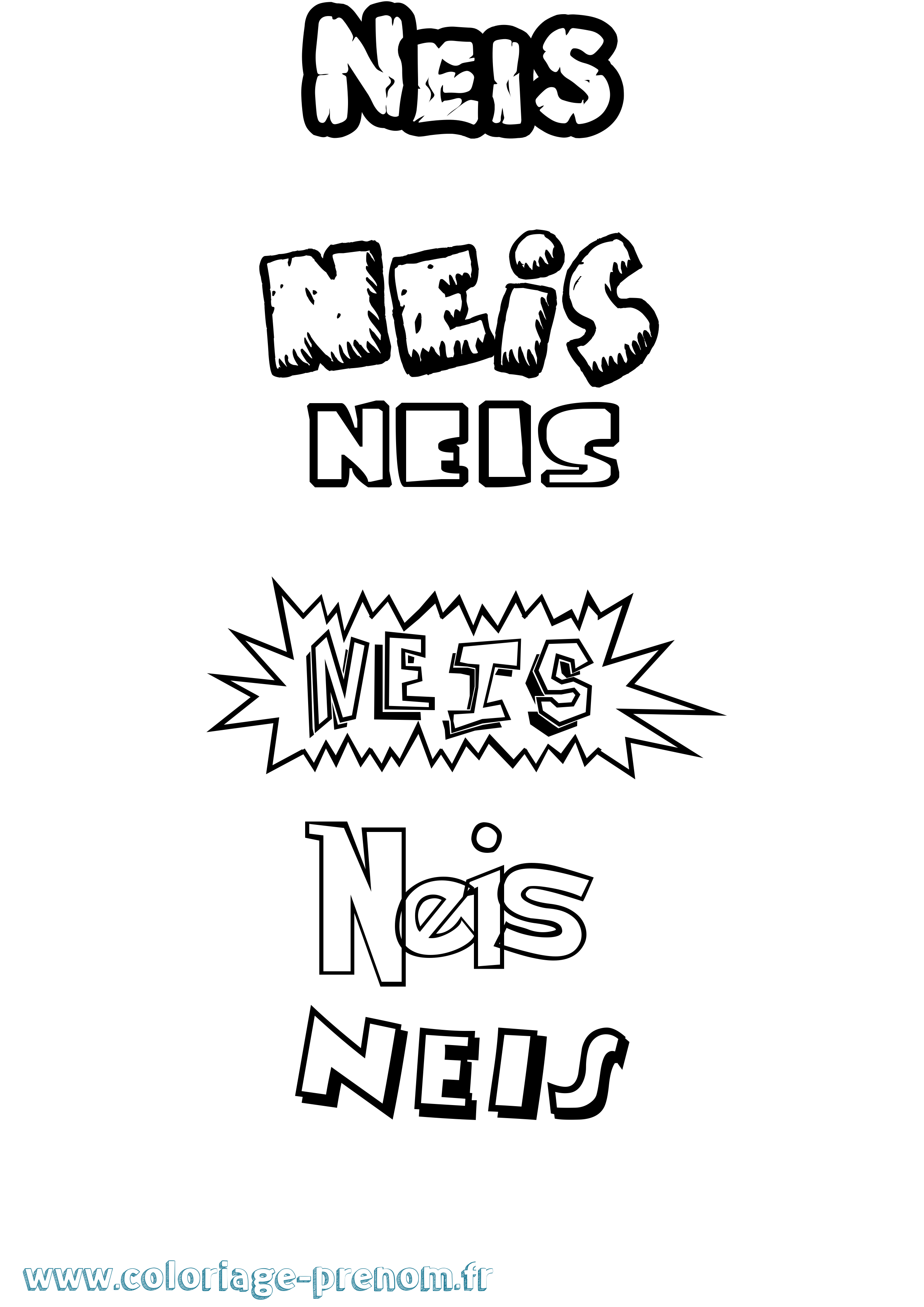 Coloriage Neis Dessin Animé Coloriage prénom Neis Dessin Animé
