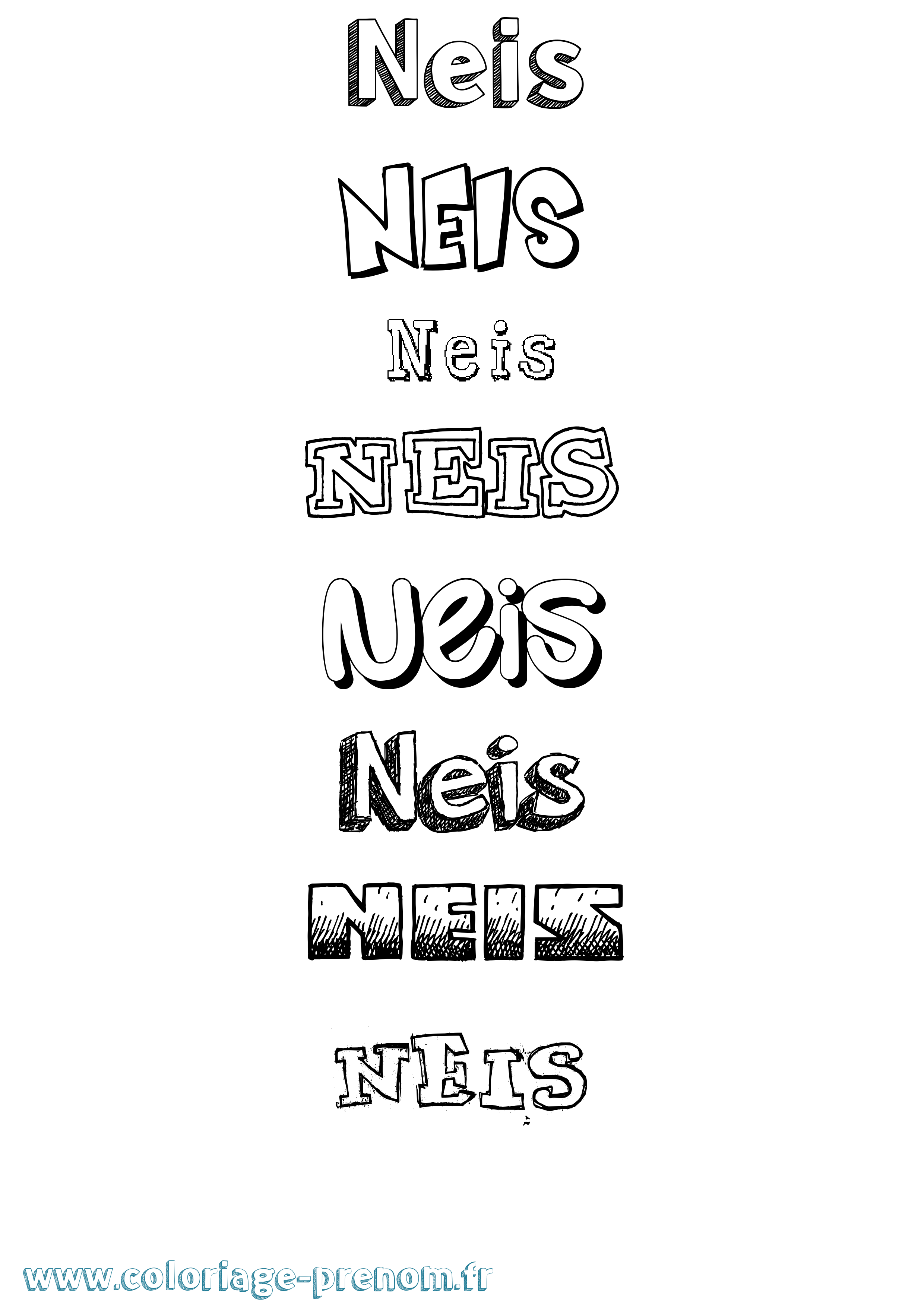 Coloriage Neis Dessiné Coloriage prénom Neis Dessiné