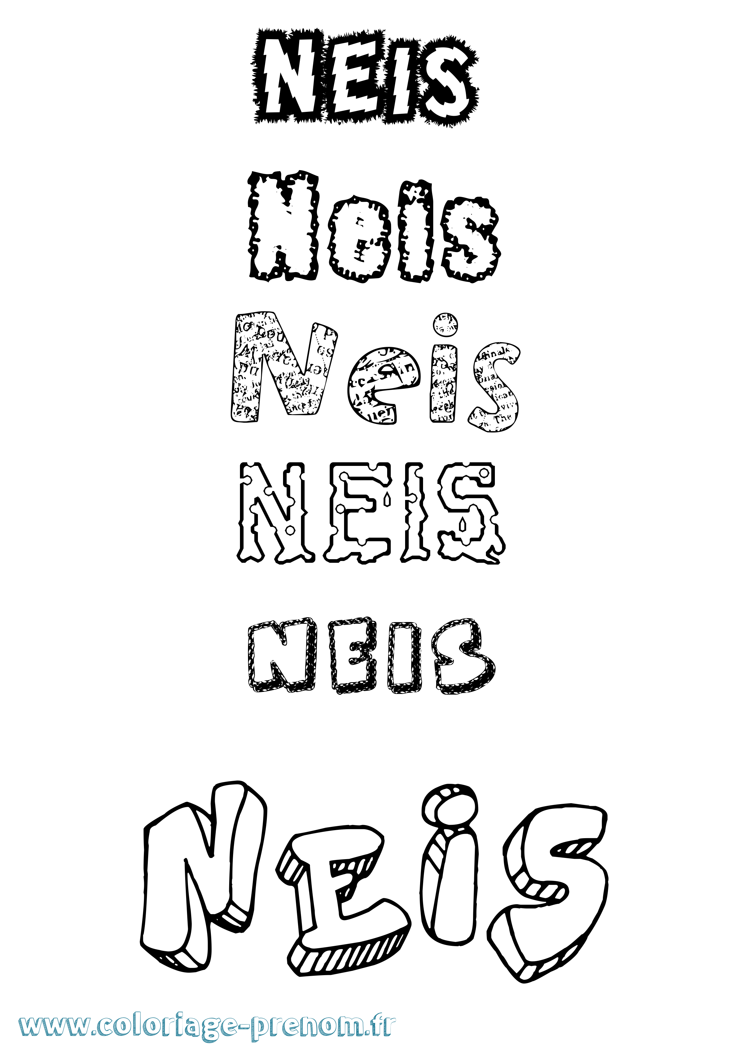 Coloriage Neis Destructuré Coloriage prénom Neis Destructuré