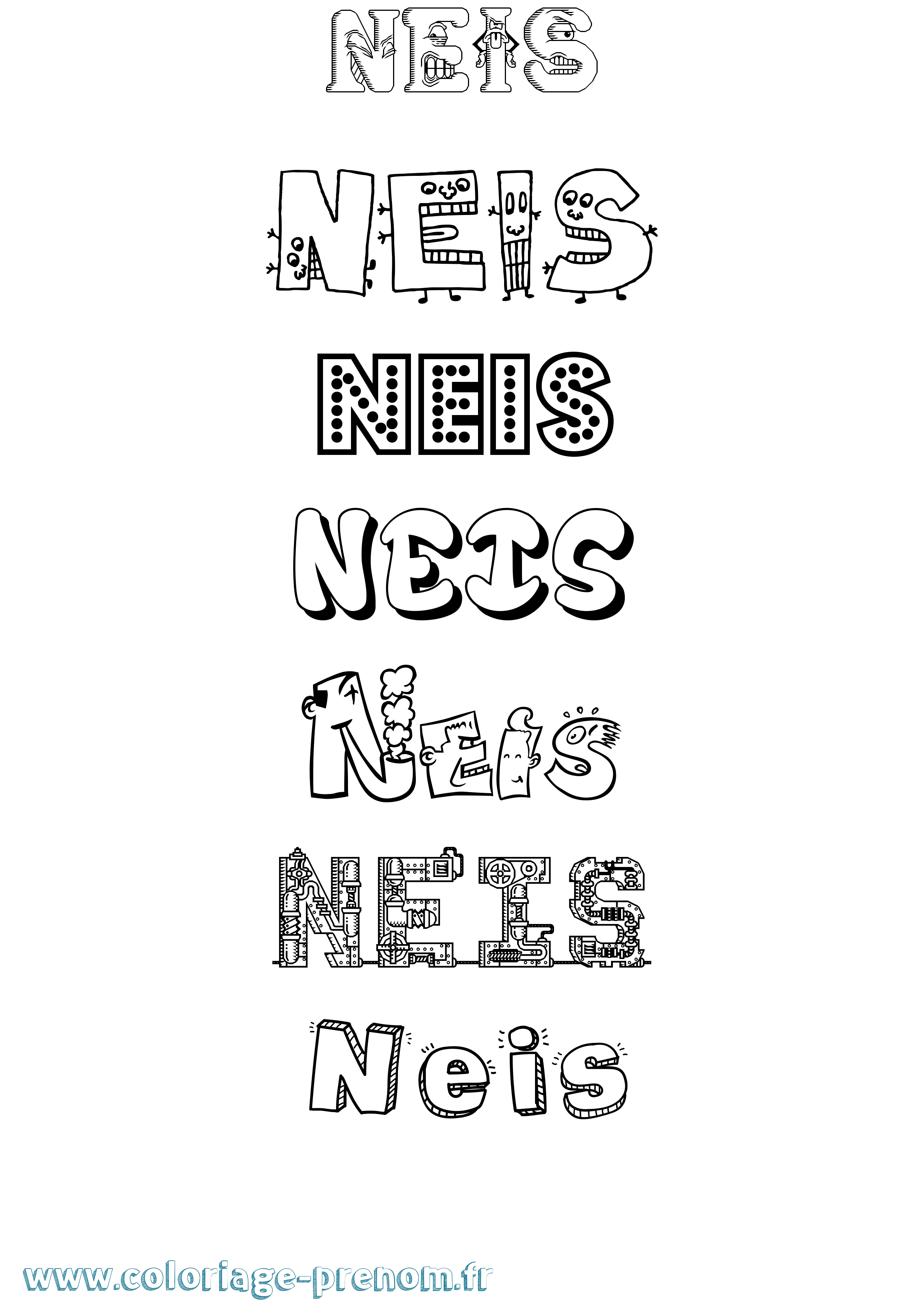 Coloriage Neis Fun Coloriage prénom Neis Fun