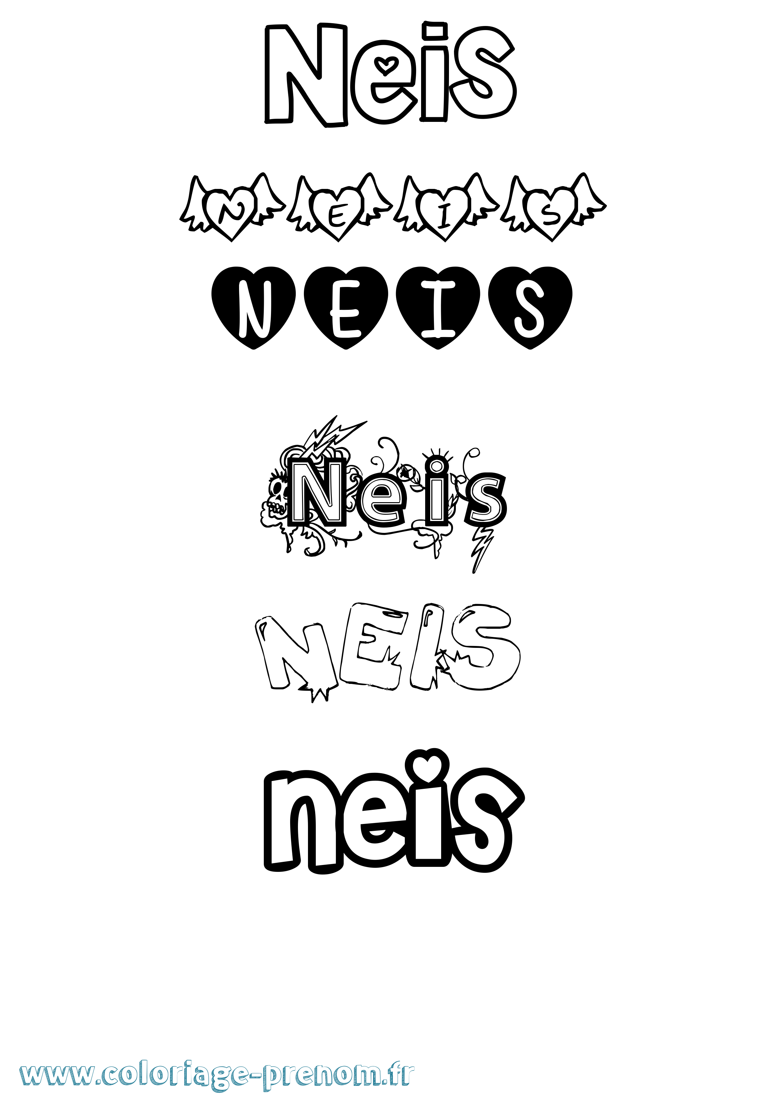 Coloriage Neis Girly Coloriage prénom Neis Girly