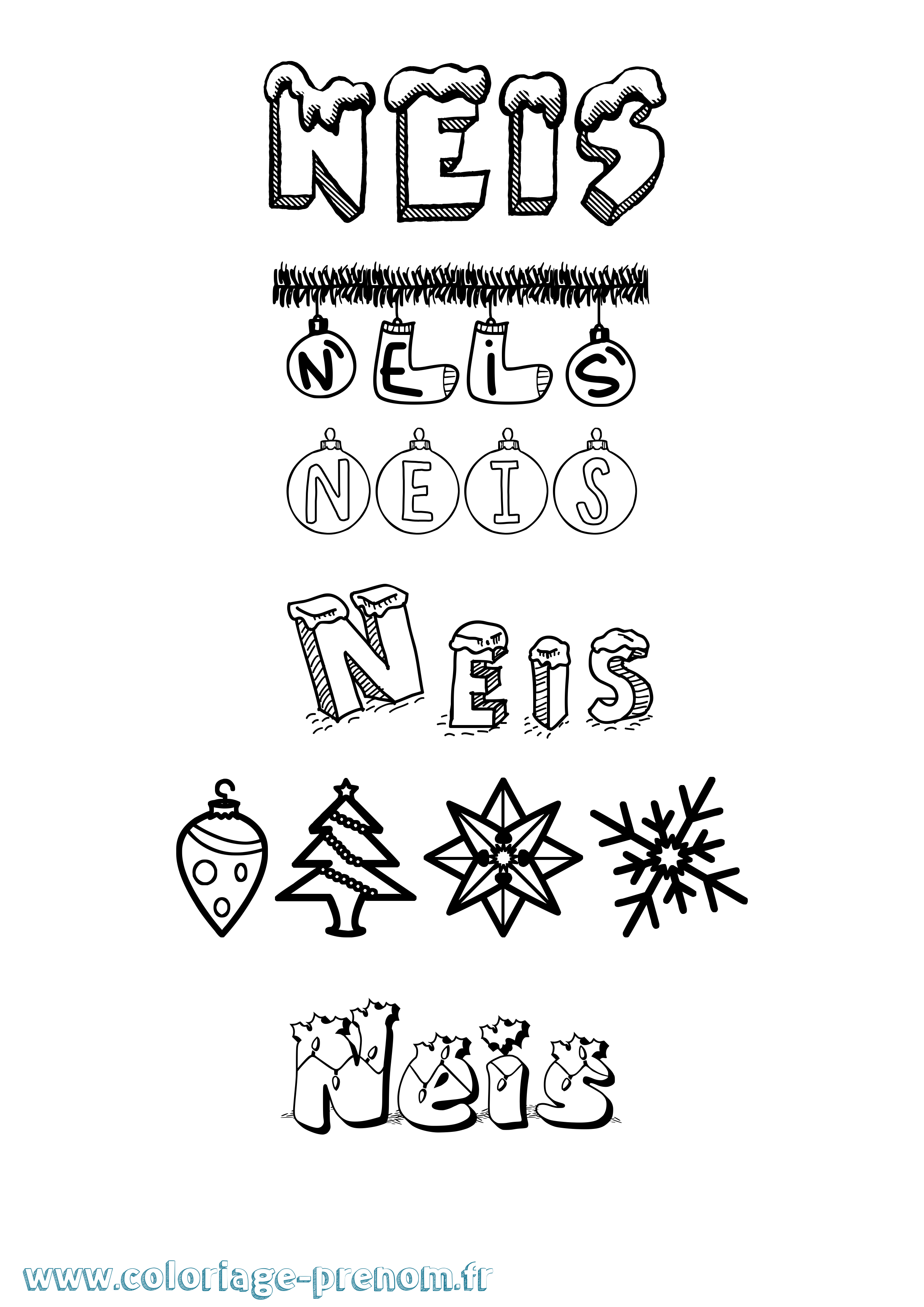 Coloriage Neis Noël Coloriage prénom Neis Noël